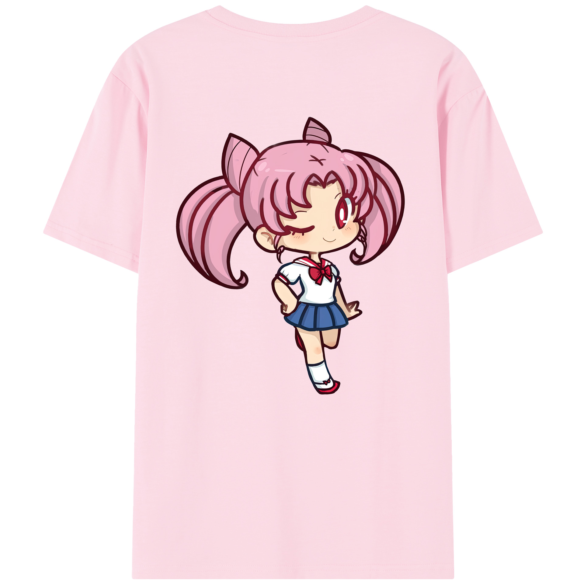 （画像用） 美少女戦士セーラームーン ちびうさ Sailor Moon Chibiusa Tsukino Usagi Small Lady Serenity 綿100％半袖Tシャツ（背面プリント）
