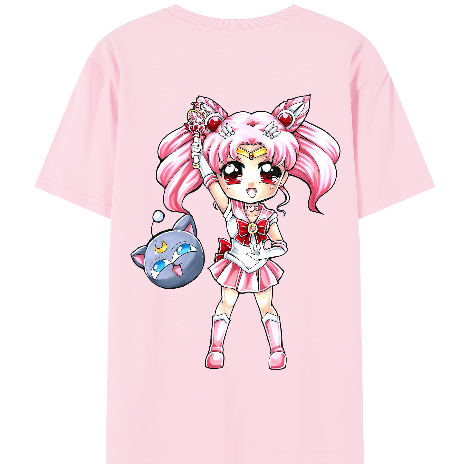 （画像用） 美少女戦士セーラームーン ちびうさ Sailor Moon Chibiusa Tsukino Usagi Small Lady Serenity 綿100％半袖Tシャツ（背面プリント）