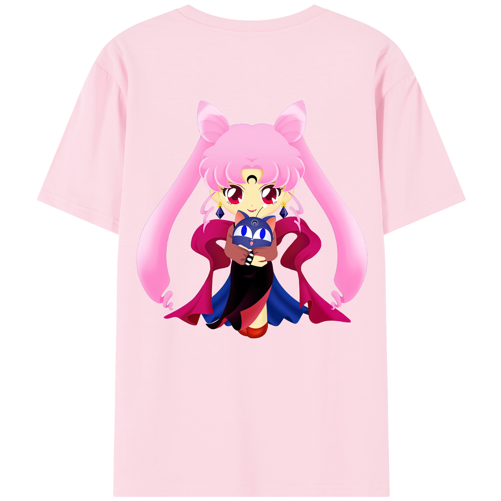 （画像用） 美少女戦士セーラームーン ちびうさ Sailor Moon Chibiusa Tsukino Usagi Small Lady Serenity 綿100％半袖Tシャツ（背面プリント）