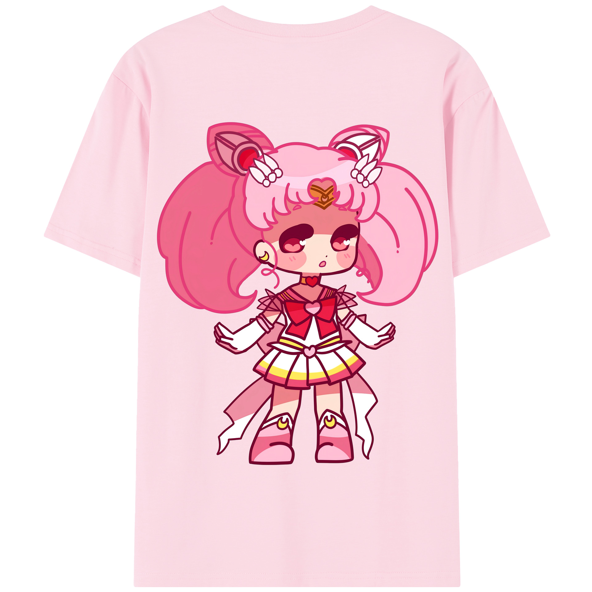 （画像用） 美少女戦士セーラームーン ちびうさ Sailor Moon Chibiusa Tsukino Usagi Small Lady Serenity 綿100％半袖Tシャツ（背面プリント）