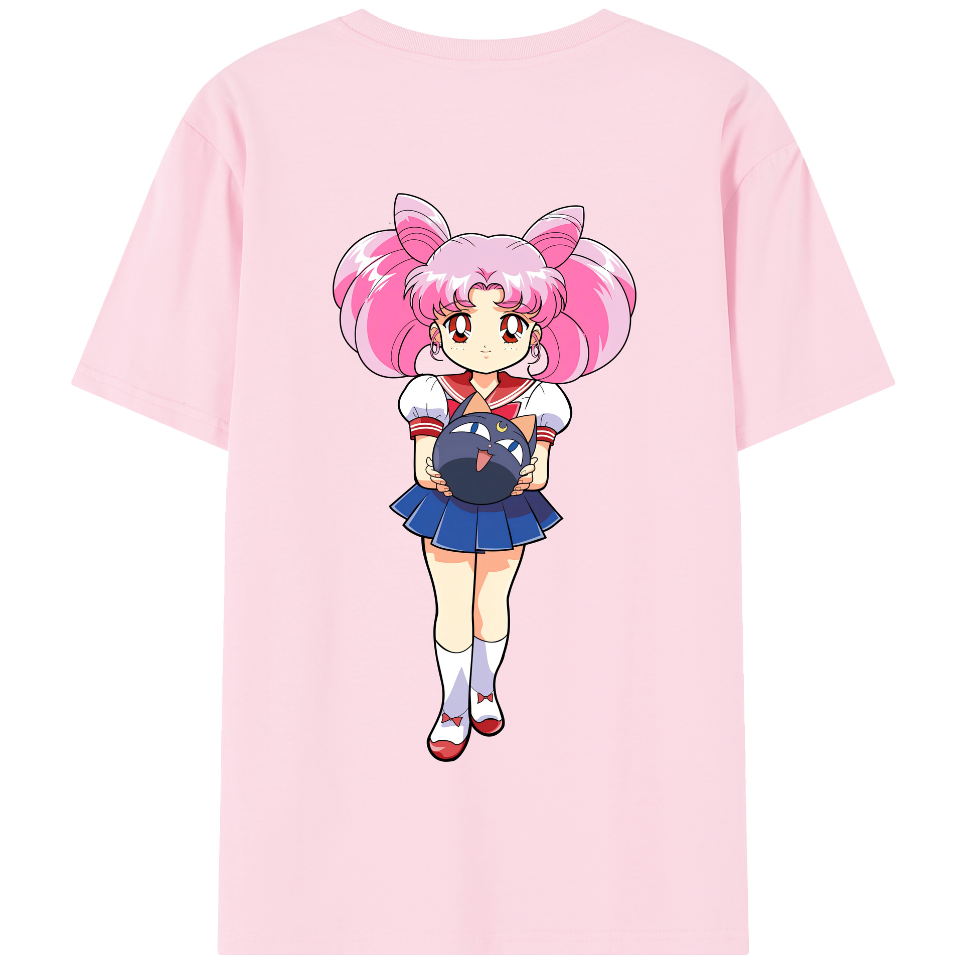 （画像用） 美少女戦士セーラームーン ちびうさ Sailor Moon Chibiusa Tsukino Usagi Small Lady Serenity 綿100％半袖Tシャツ（背面プリント）