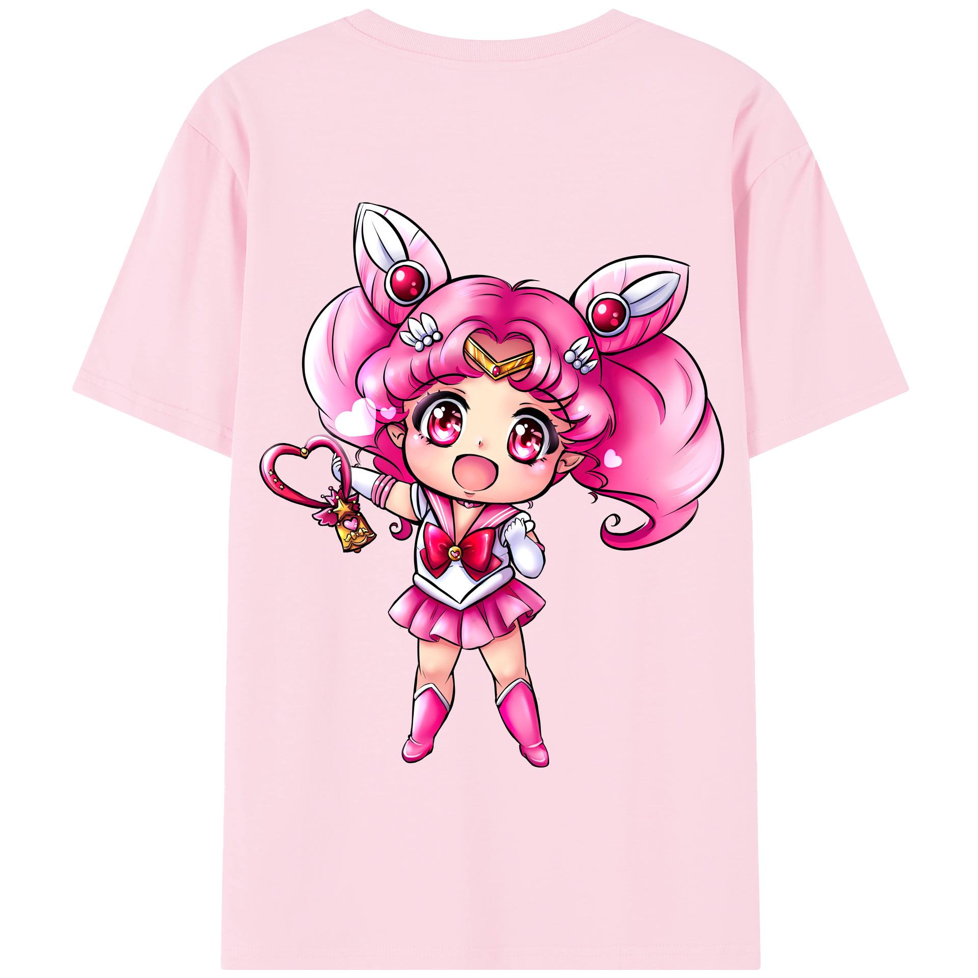 （画像用） 美少女戦士セーラームーン ちびうさ Sailor Moon Chibiusa Tsukino Usagi Small Lady Serenity 綿100％半袖Tシャツ（背面プリント）