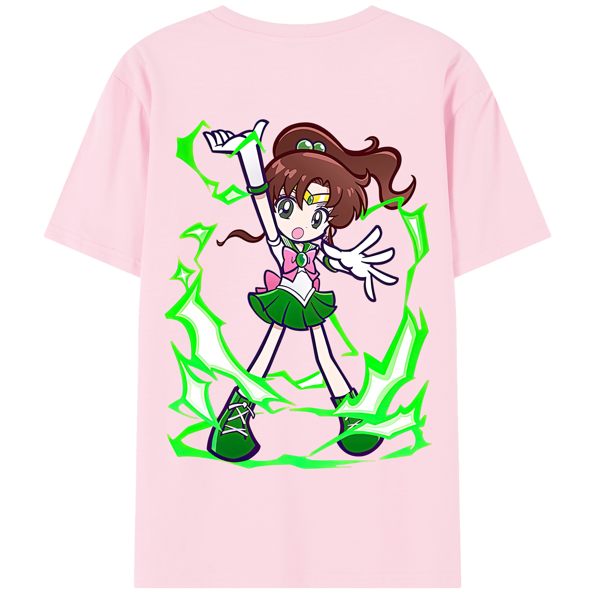 （画像用） 美少女戦士セーラームーン 木野 まこと きの まこと Sailor Moon Kino Makoto （セーラージュピター；Sailor Jupiter） 綿100％半袖Tシャツ（背面プリント）