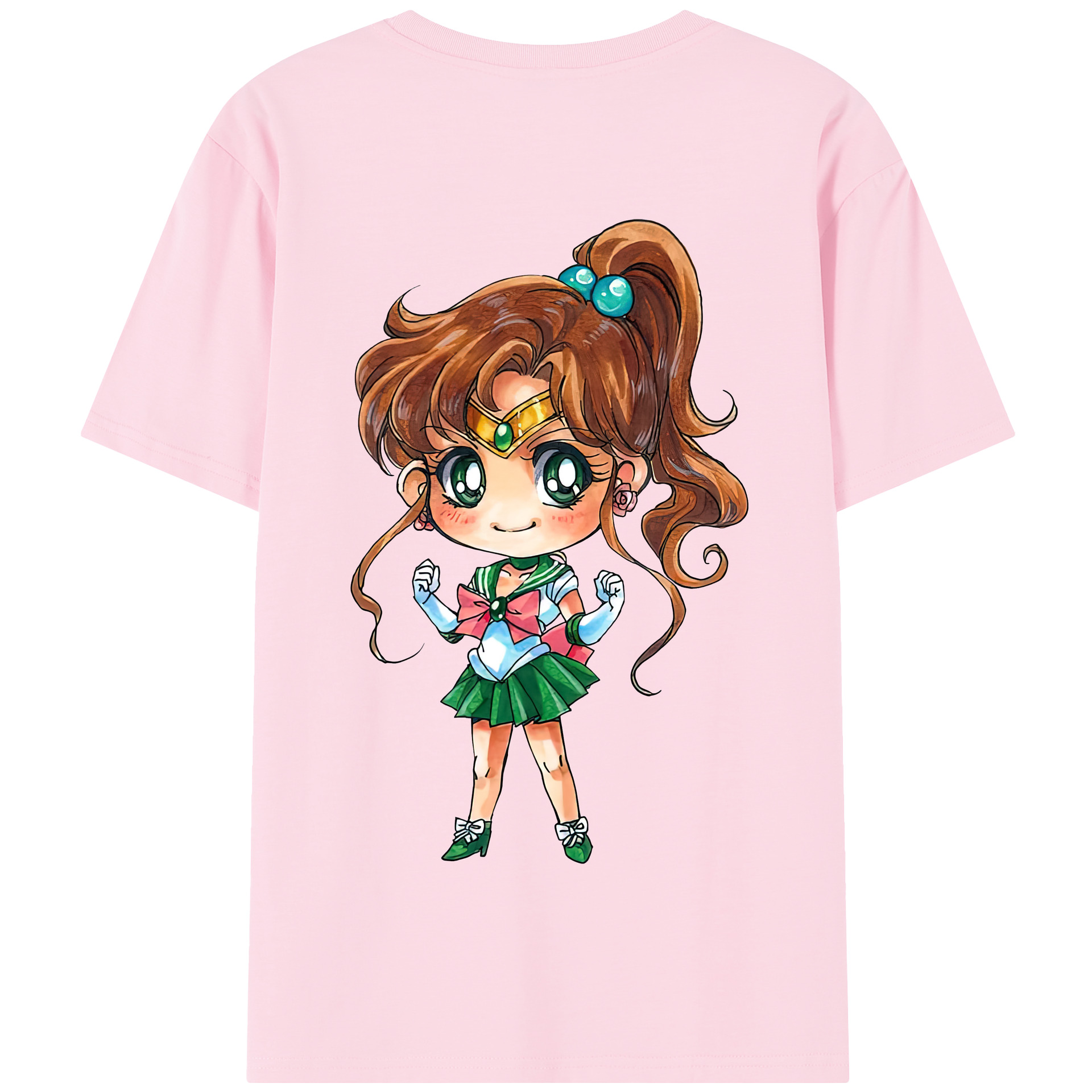 （画像用） 美少女戦士セーラームーン 木野 まこと きの まこと Sailor Moon Kino Makoto （セーラージュピター；Sailor Jupiter） 綿100％半袖Tシャツ（背面プリント）