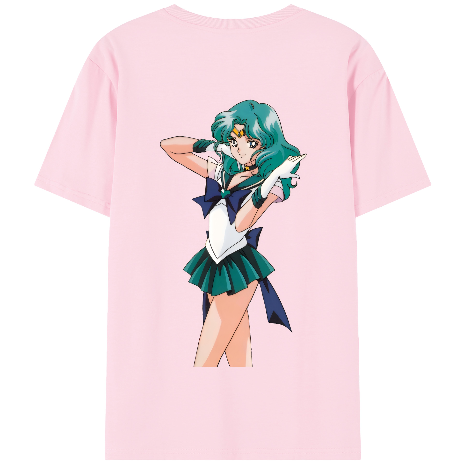 （画像用） 美少女戦士セーラームーン 海王 みちる（かいおう みちる） Sailor Moon Kaiou Michiru 綿100％半袖Tシャツ（背面プリント）