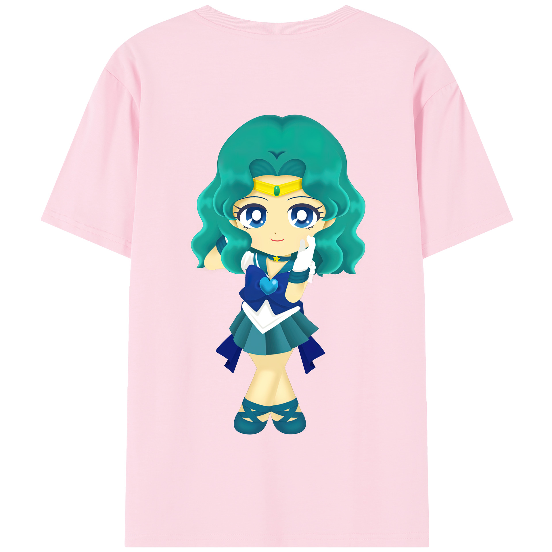 （画像用） 美少女戦士セーラームーン 海王 みちる（かいおう みちる） Sailor Moon Kaiou Michiru 綿100％半袖Tシャツ（背面プリント）