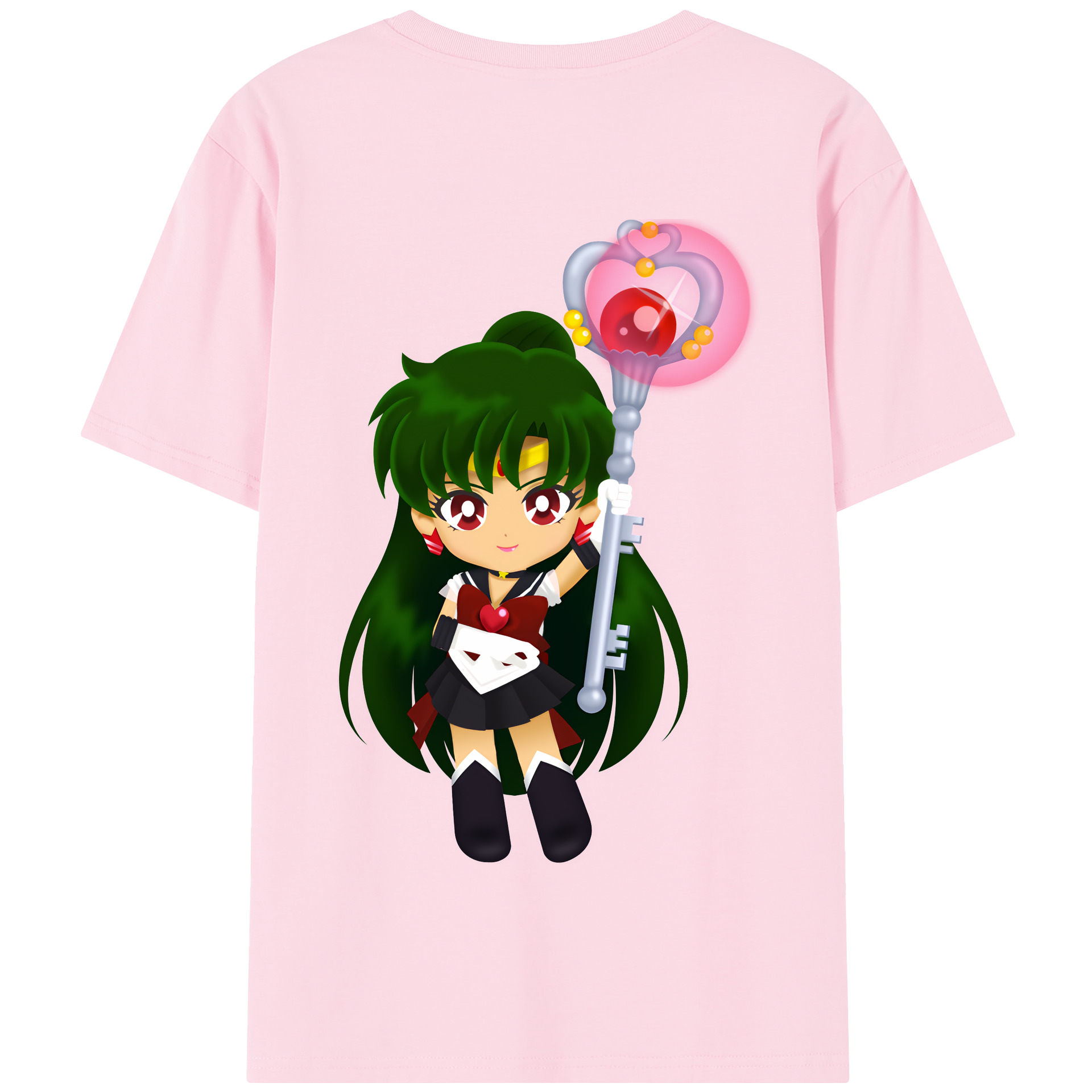 （画像用） 美少女戦士セーラームーン 冥王せつな Sailor Moon Meiou Setsuna 綿100％半袖Tシャツ（背面プリント）