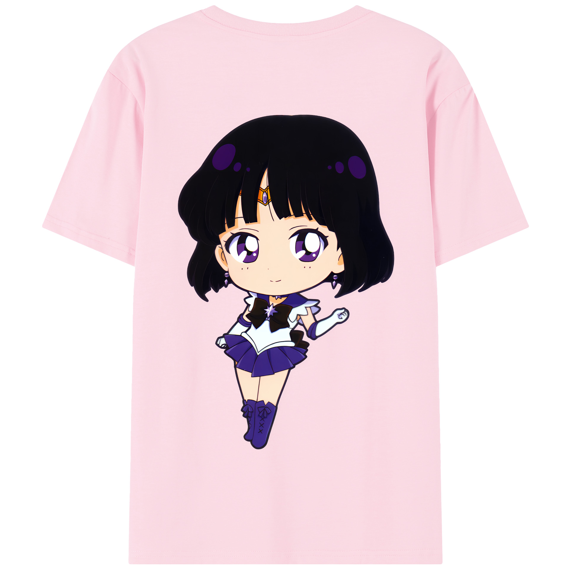 （画像用） 美少女戦士セーラームーン 土萠ほたる Sailor Moon Tomoe Hotaru （セーラーサターン；Sailor Saturn） 綿100％半袖Tシャツ（背面プリント）