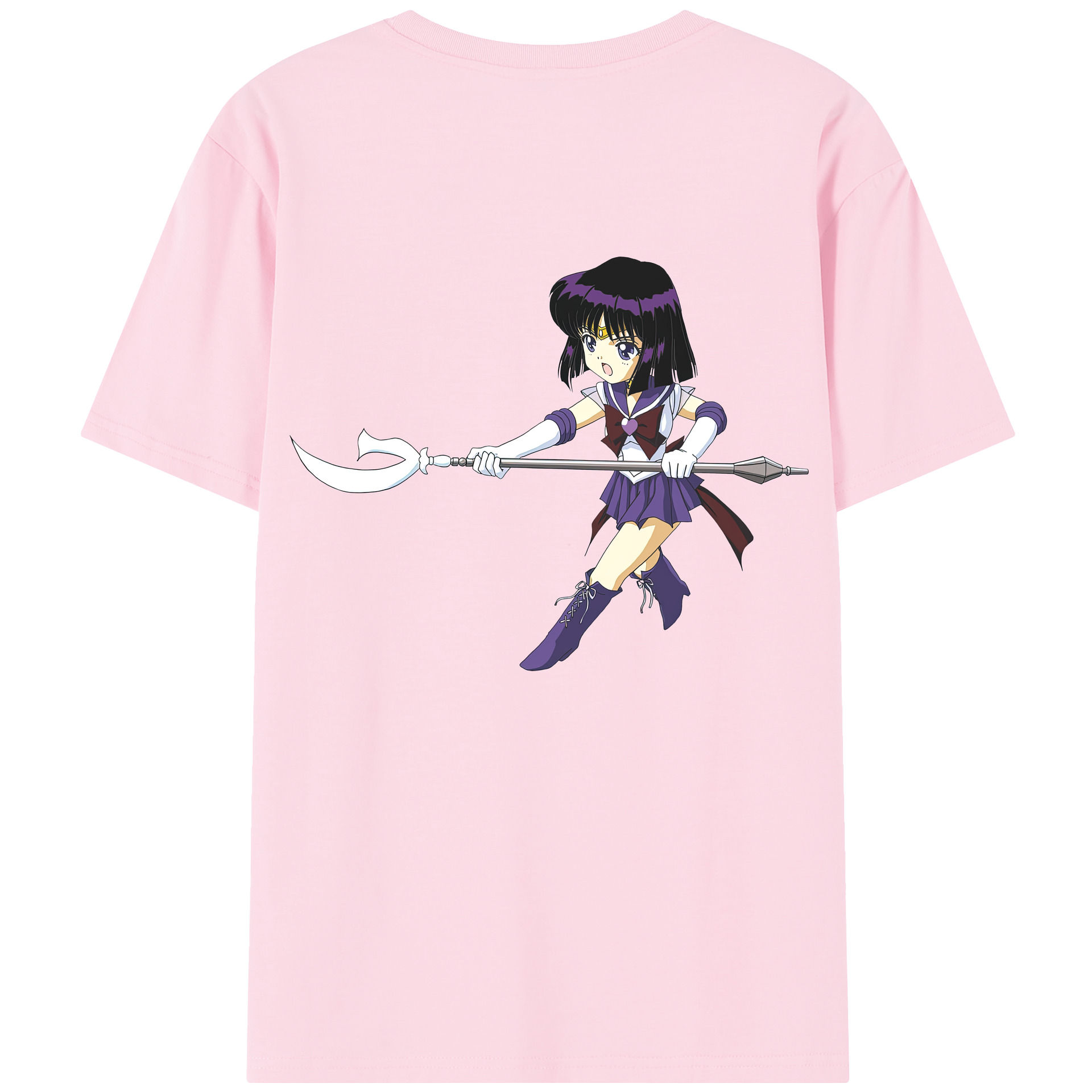 （画像用） 美少女戦士セーラームーン 土萠ほたる Sailor Moon Tomoe Hotaru （セーラーサターン；Sailor Saturn） 綿100％半袖Tシャツ（背面プリント）