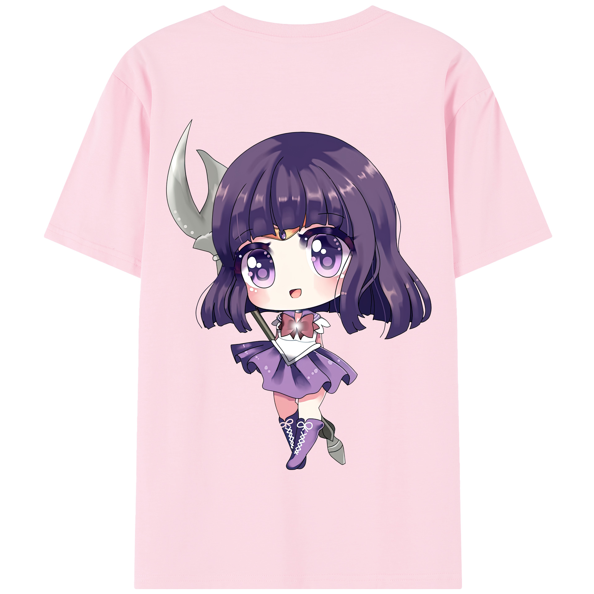 （画像用） 美少女戦士セーラームーン 土萠ほたる Sailor Moon Tomoe Hotaru （セーラーサターン；Sailor Saturn） 綿100％半袖Tシャツ（背面プリント）