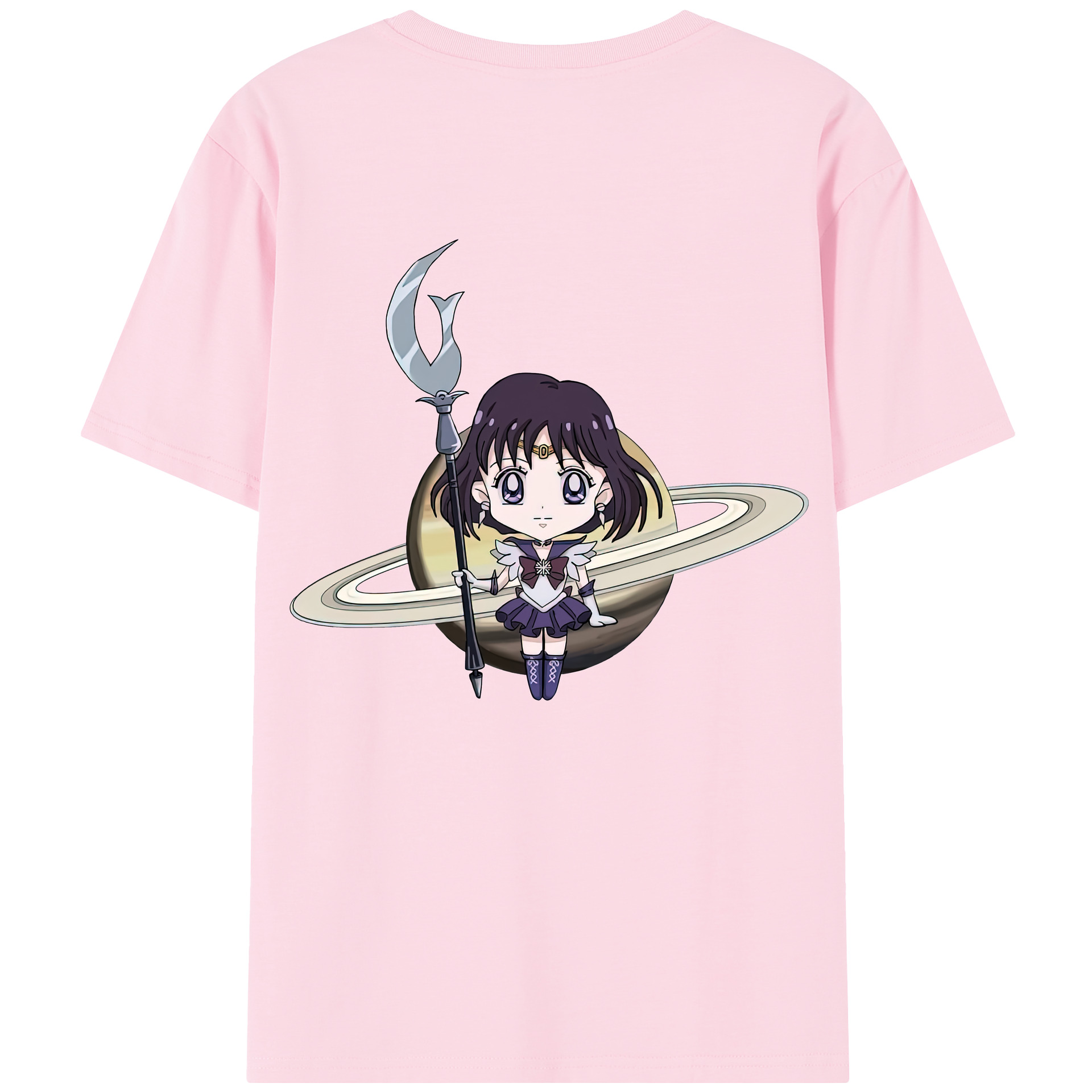 （画像用） 美少女戦士セーラームーン 土萠ほたる Sailor Moon Tomoe Hotaru （セーラーサターン；Sailor Saturn） 綿100％半袖Tシャツ（背面プリント）
