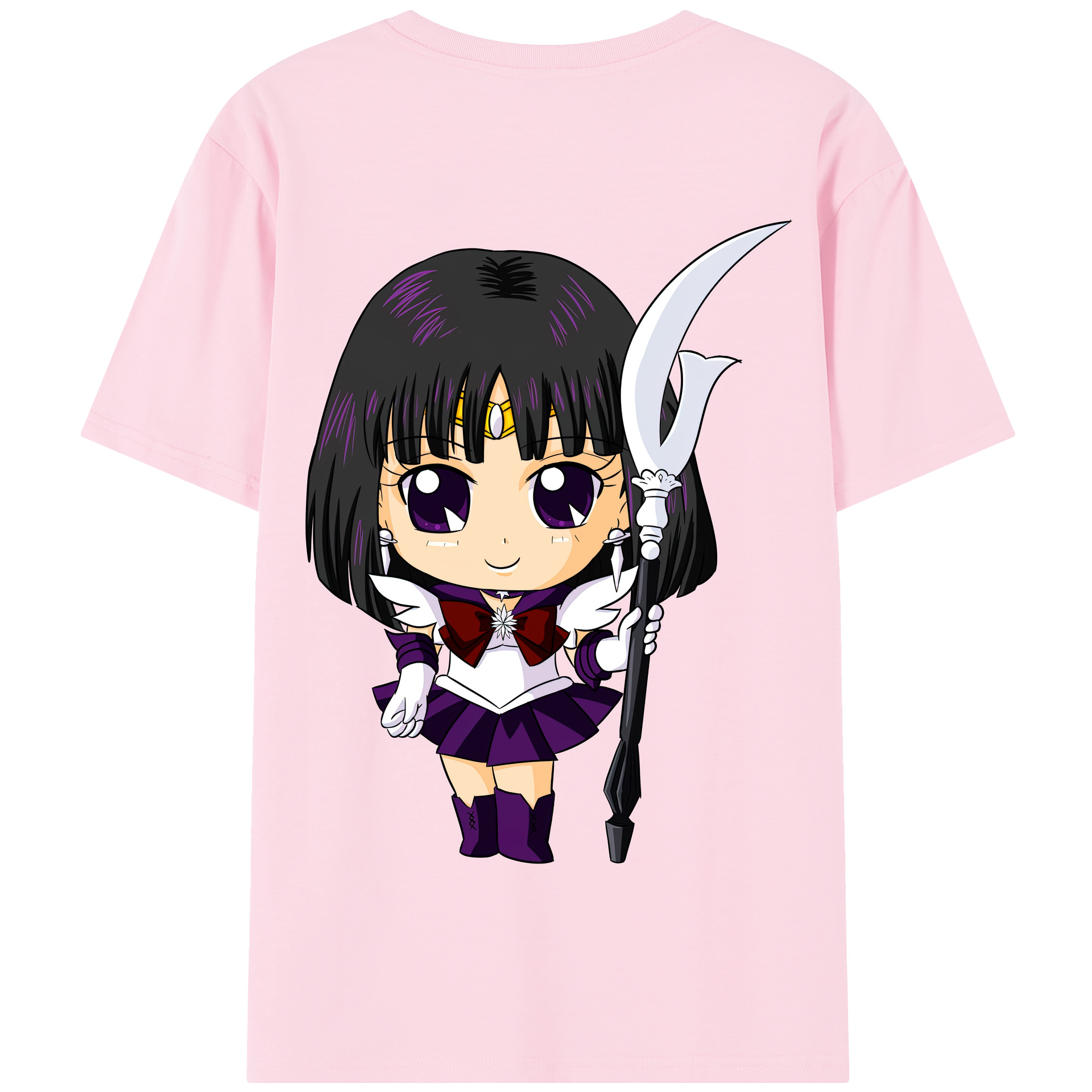 （画像用） 美少女戦士セーラームーン 土萠ほたる Sailor Moon Tomoe Hotaru （セーラーサターン；Sailor Saturn） 綿100％半袖Tシャツ（背面プリント）