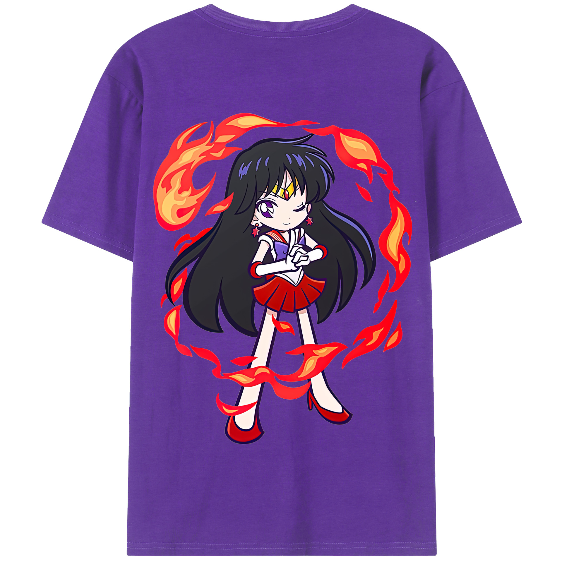 （画像用） 美少女戦士セーラームーン 火野レイ ひの レイ Sailor Moon Hino Rei （セーラーマーズ,Sailor Mars） 綿100％半袖Tシャツ（背面プリント）