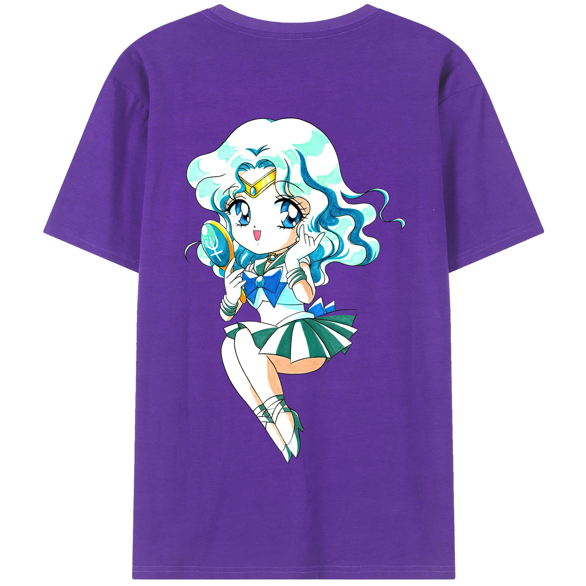 （画像用） 美少女戦士セーラームーン 海王 みちる（かいおう みちる） Sailor Moon Kaiou Michiru 綿100％半袖Tシャツ（背面プリント）