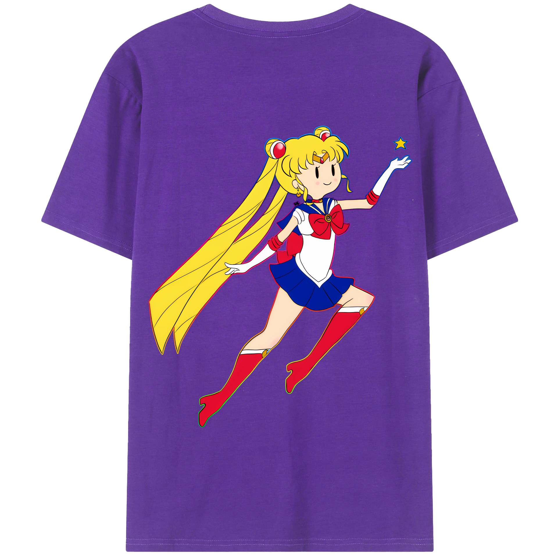 （画像用） 美少女戦士セーラームーン 月野 うさぎ つきの うさぎ Sailor Moon Tsukino Usagi 綿100％半袖Tシャツ（背面プリント）