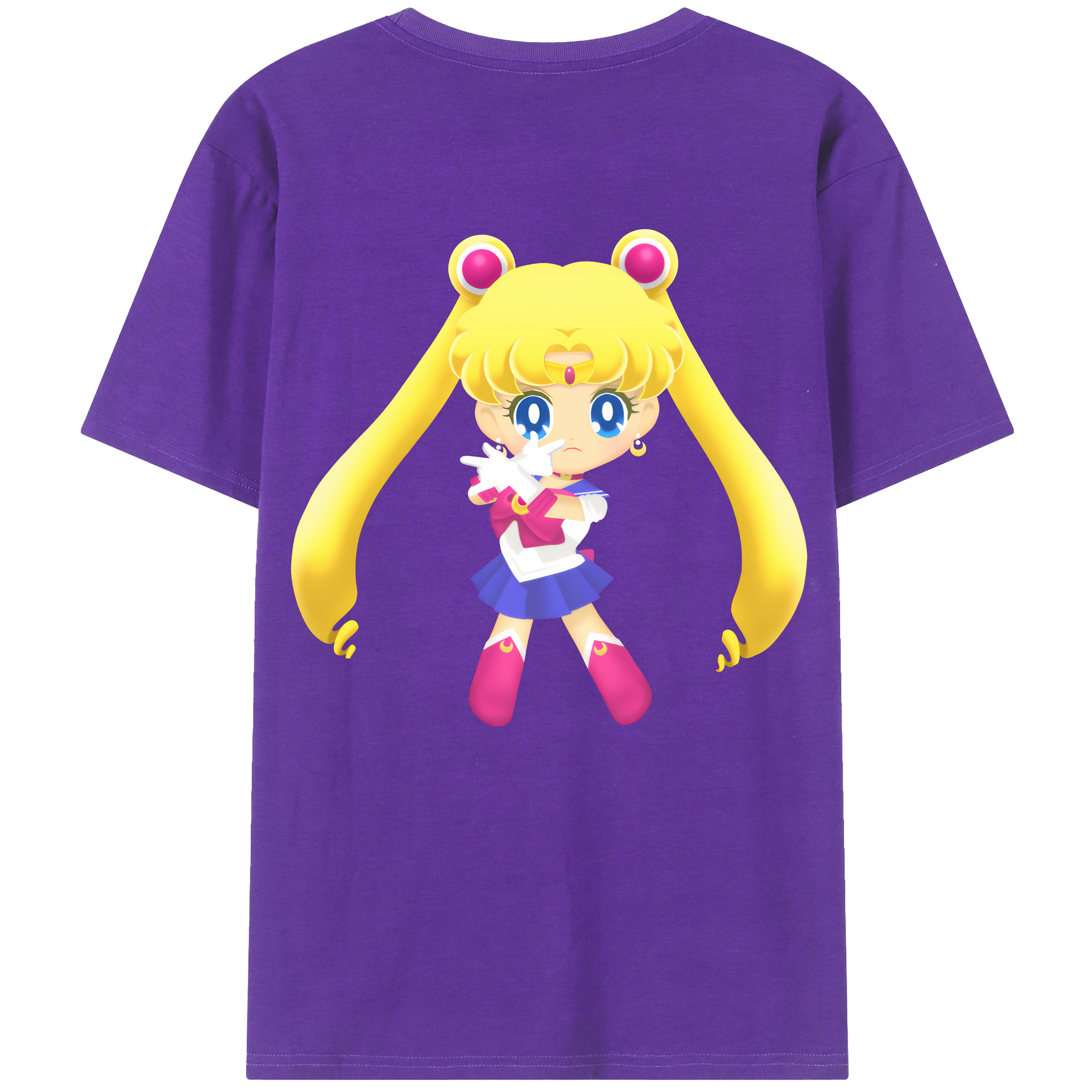 （画像用） 美少女戦士セーラームーン 月野 うさぎ つきの うさぎ Sailor Moon Tsukino Usagi 綿100％半袖Tシャツ（背面プリント）