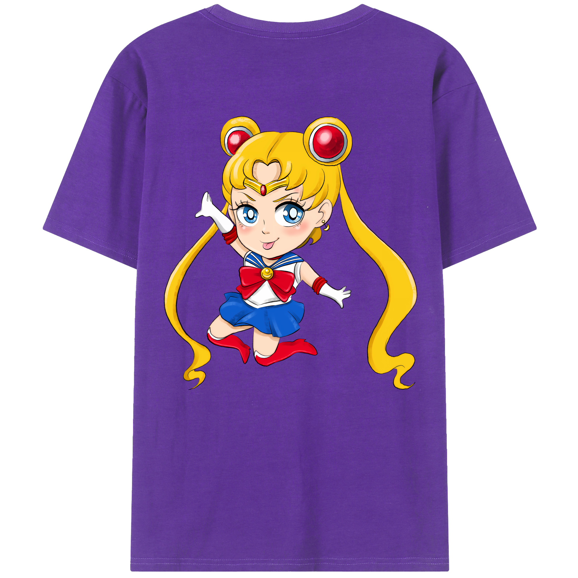 （画像用） 美少女戦士セーラームーン 月野 うさぎ つきの うさぎ Sailor Moon Tsukino Usagi 綿100％半袖Tシャツ（背面プリント）
