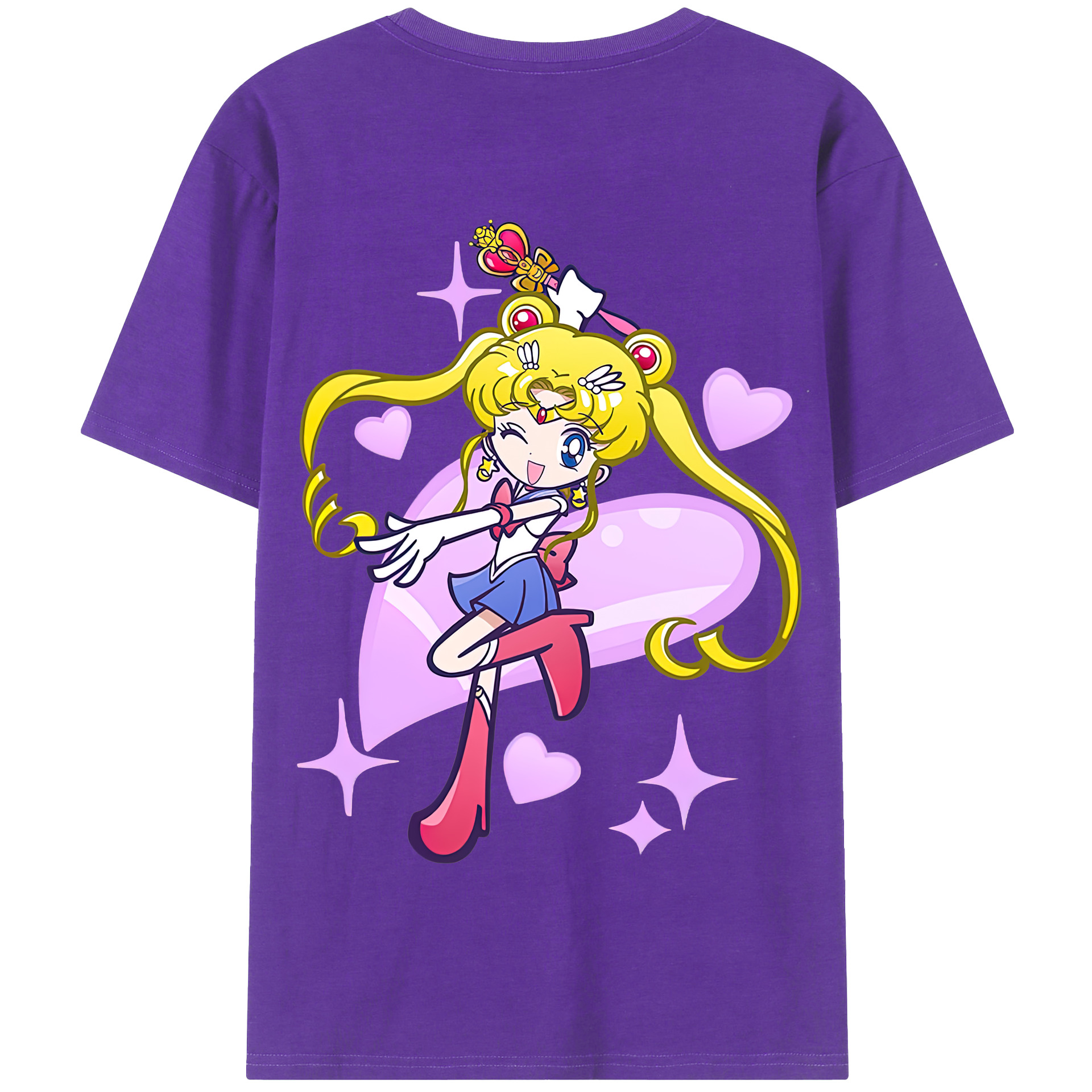 （画像用） 美少女戦士セーラームーン 月野 うさぎ つきの うさぎ Sailor Moon Tsukino Usagi 綿100％半袖Tシャツ（背面プリント）