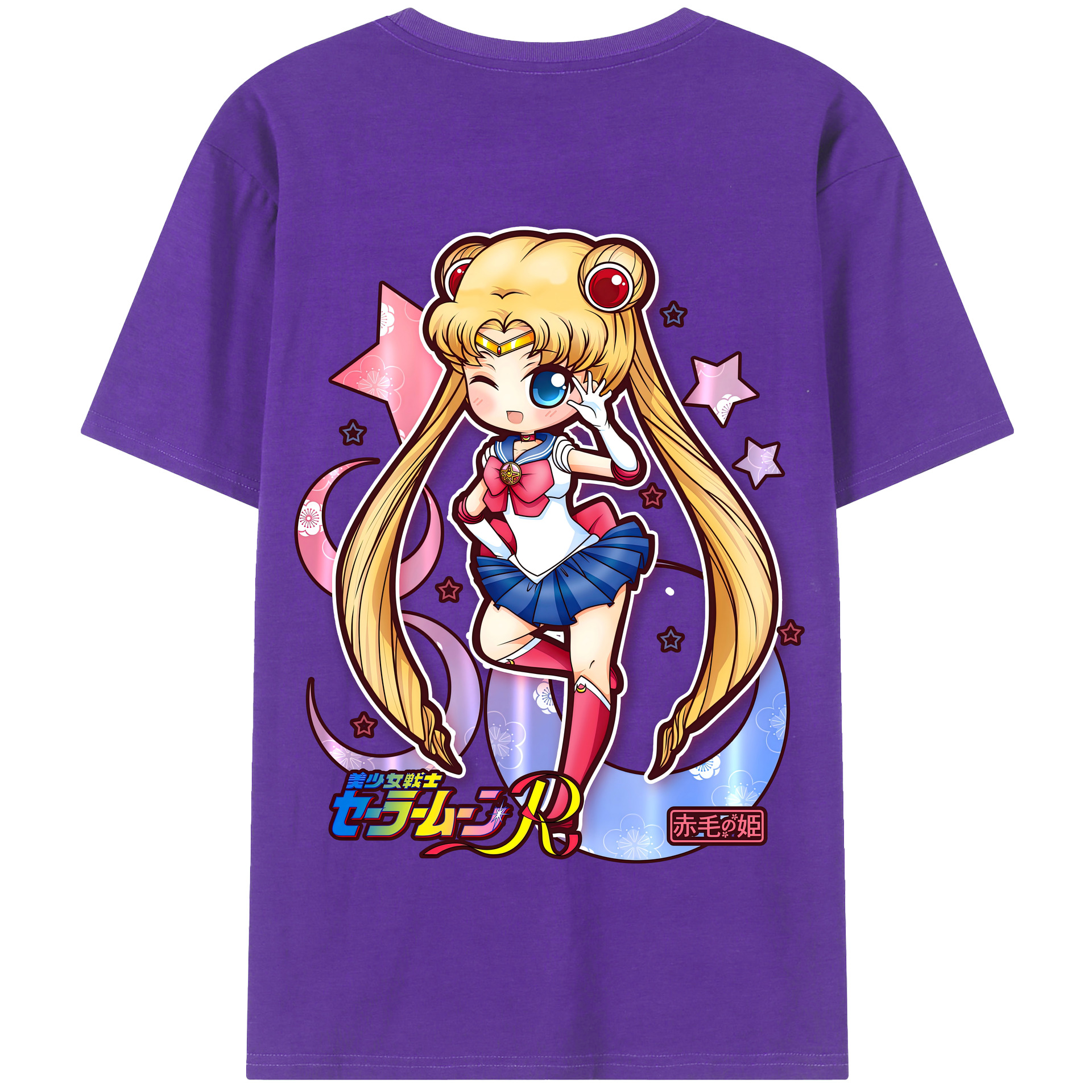 （画像用） 美少女戦士セーラームーン 月野 うさぎ つきの うさぎ Sailor Moon Tsukino Usagi 綿100％半袖Tシャツ（背面プリント）