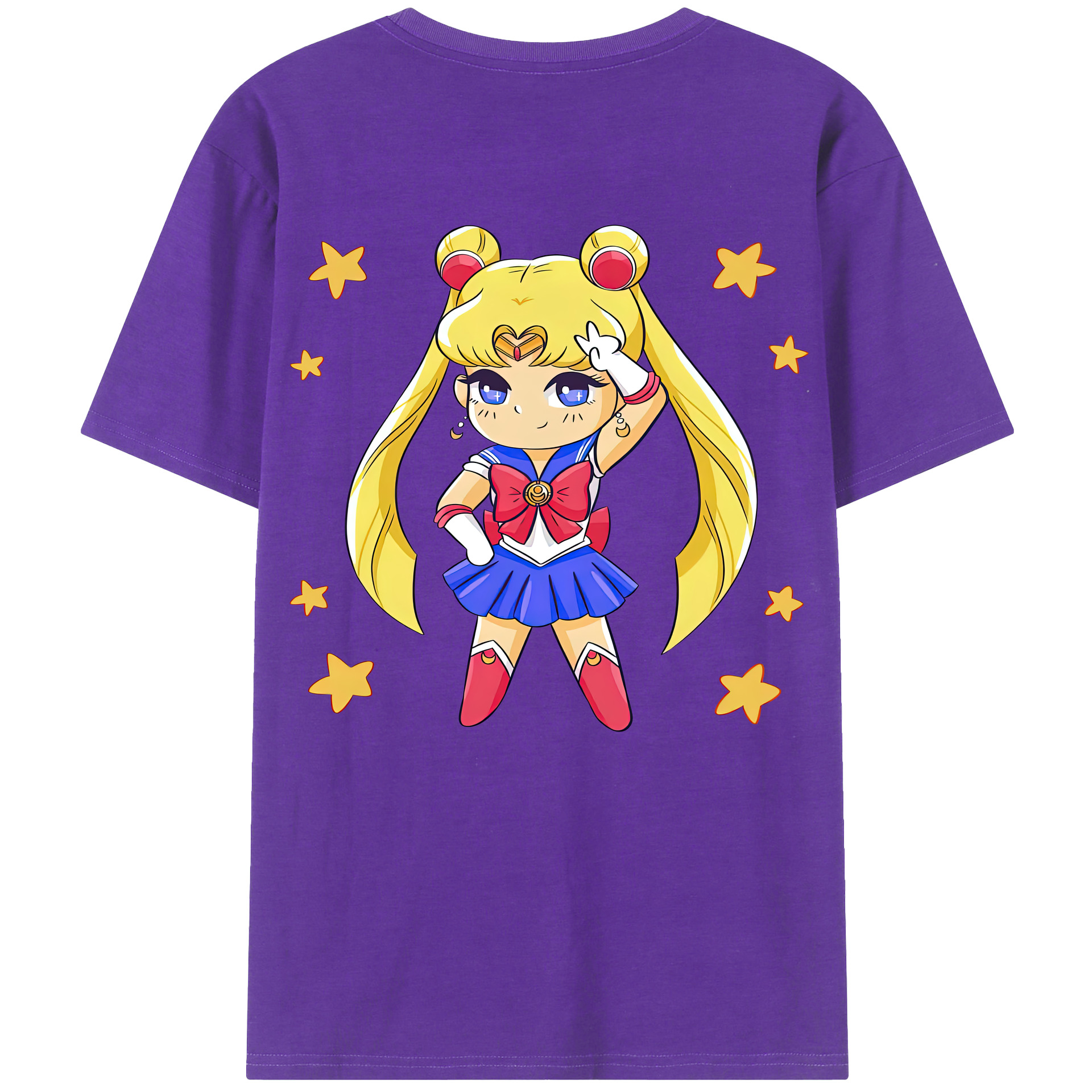 （画像用） 美少女戦士セーラームーン 月野 うさぎ つきの うさぎ Sailor Moon Tsukino Usagi 綿100％半袖Tシャツ（背面プリント）