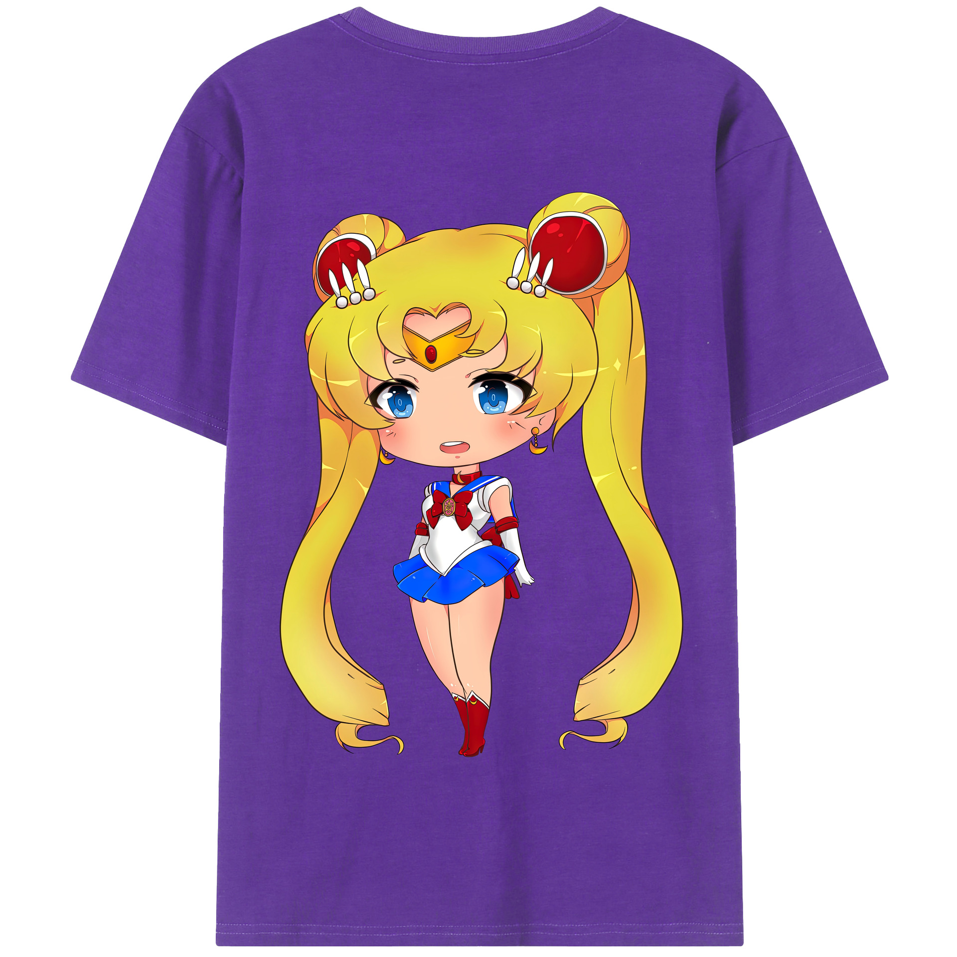 （画像用） 美少女戦士セーラームーン 月野 うさぎ つきの うさぎ Sailor Moon Tsukino Usagi 綿100％半袖Tシャツ（背面プリント）