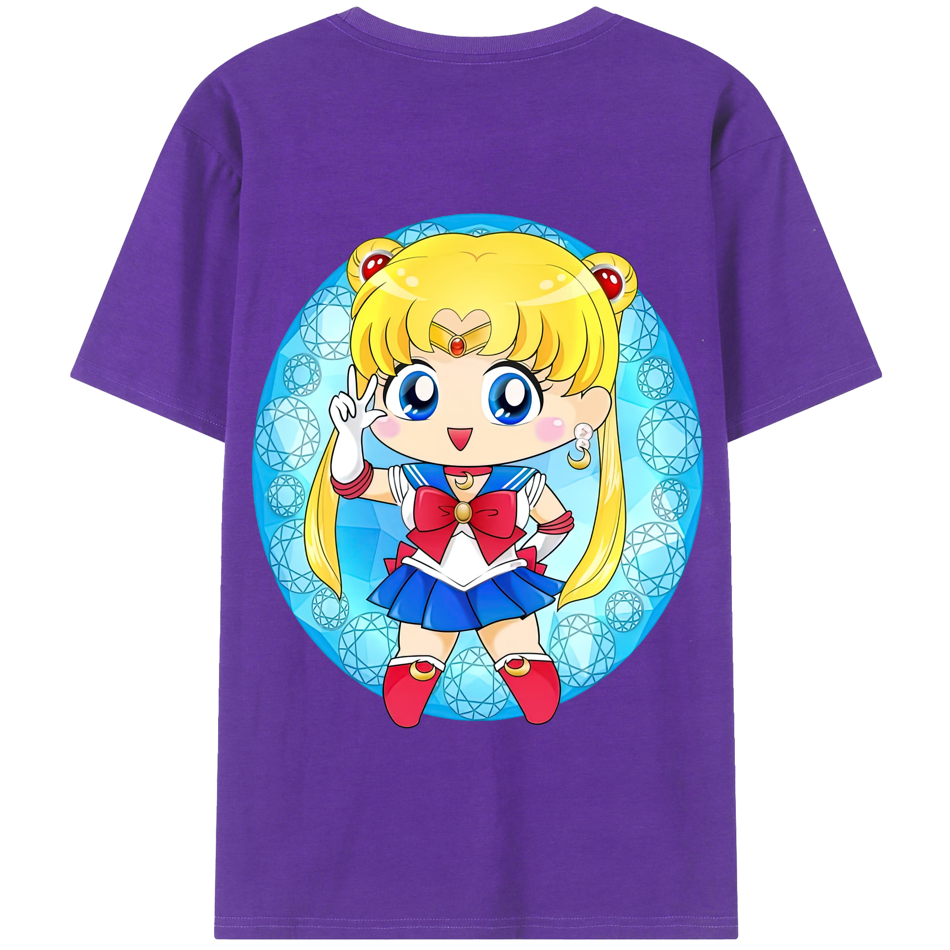 （画像用） 美少女戦士セーラームーン 月野 うさぎ つきの うさぎ Sailor Moon Tsukino Usagi 綿100％半袖Tシャツ（背面プリント）