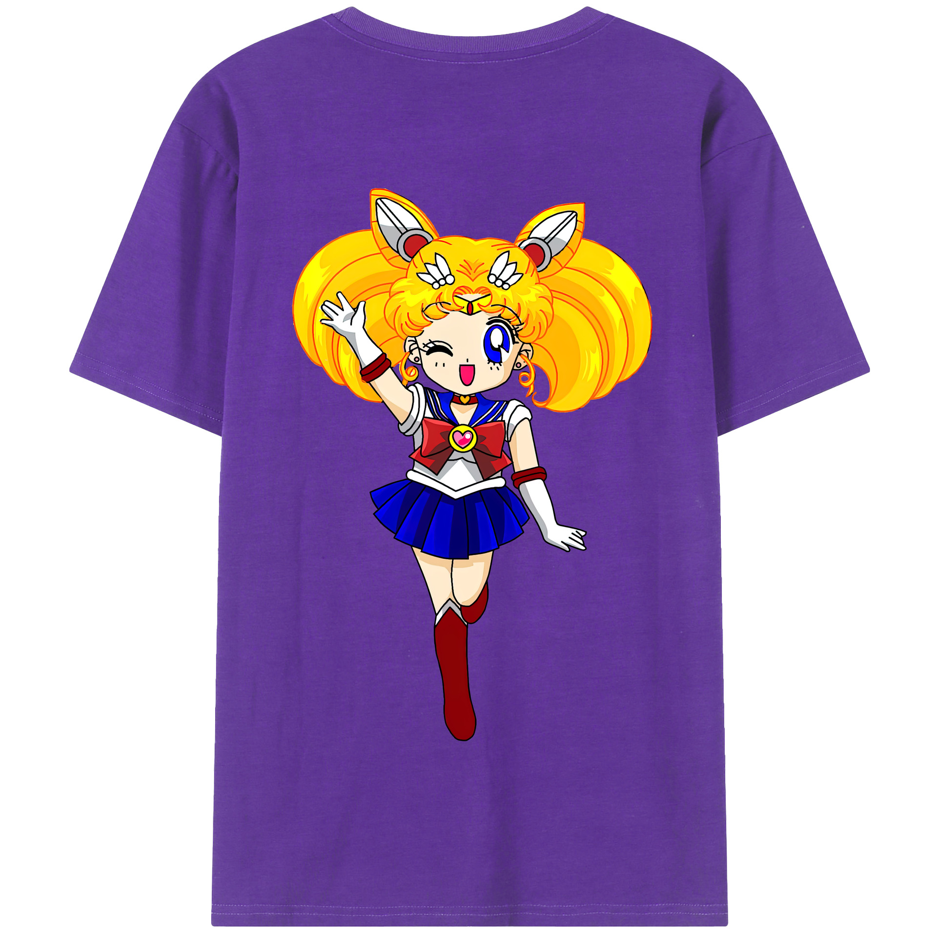 （画像用） 美少女戦士セーラームーン 月野 うさぎ つきの うさぎ Sailor Moon Tsukino Usagi 綿100％半袖Tシャツ（背面プリント）