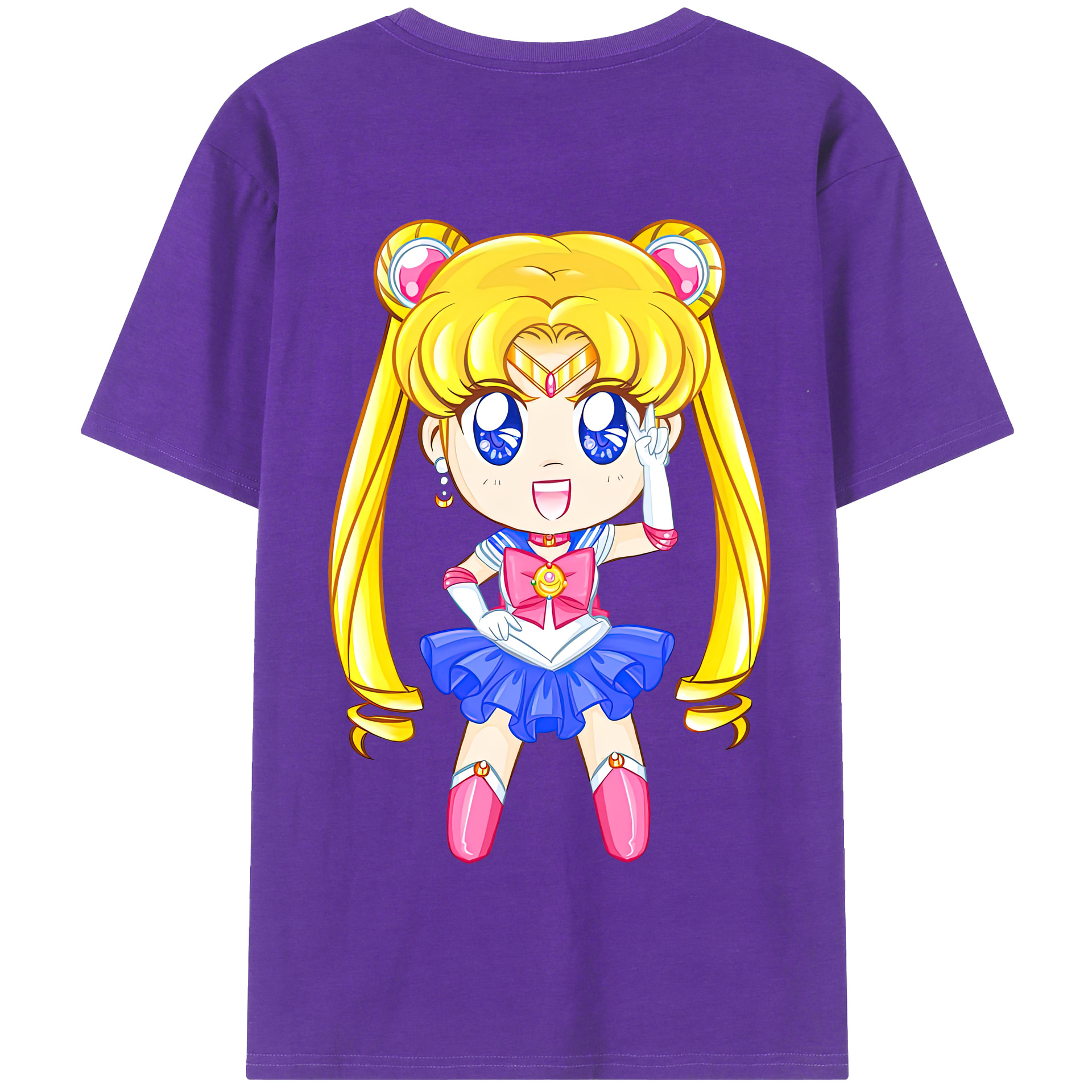 （画像用） 美少女戦士セーラームーン 月野 うさぎ つきの うさぎ Sailor Moon Tsukino Usagi 綿100％半袖Tシャツ（背面プリント）