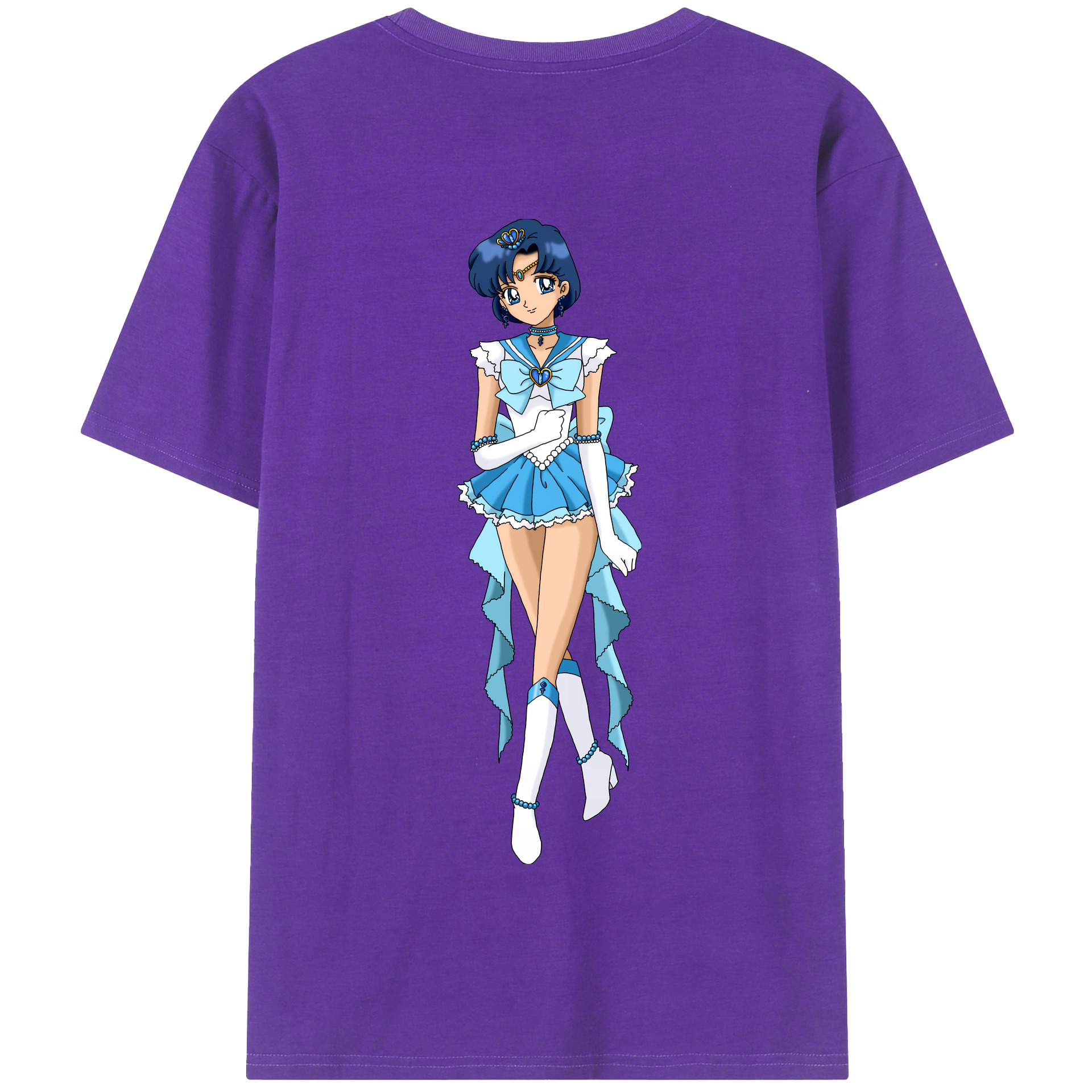 （画像用） 美少女戦士セーラームーン 水野 亜美 みずの あみ Sailor Moon Mizuno Ami 綿100％半袖Tシャツ（背面プリント）