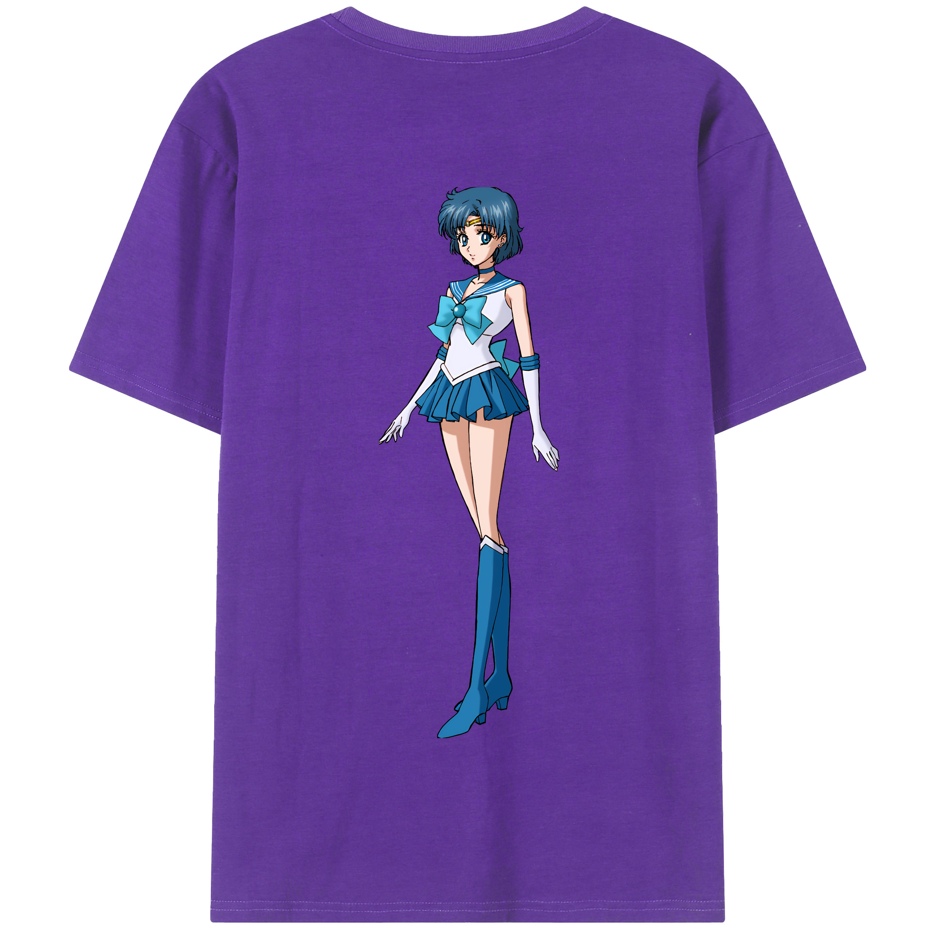 （画像用） 美少女戦士セーラームーン 水野 亜美 みずの あみ Sailor Moon Mizuno Ami 綿100％半袖Tシャツ（背面プリント）