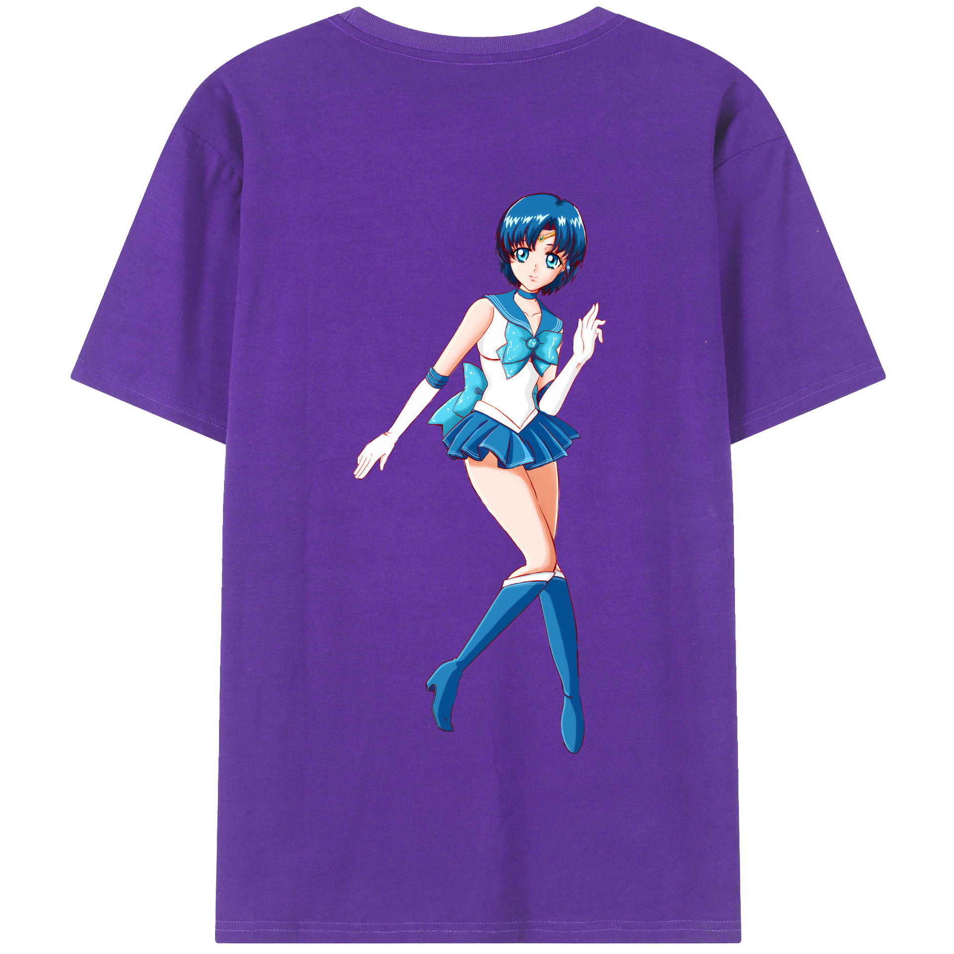 （画像用） 美少女戦士セーラームーン 水野 亜美 みずの あみ Sailor Moon Mizuno Ami 綿100％半袖Tシャツ（背面プリント）