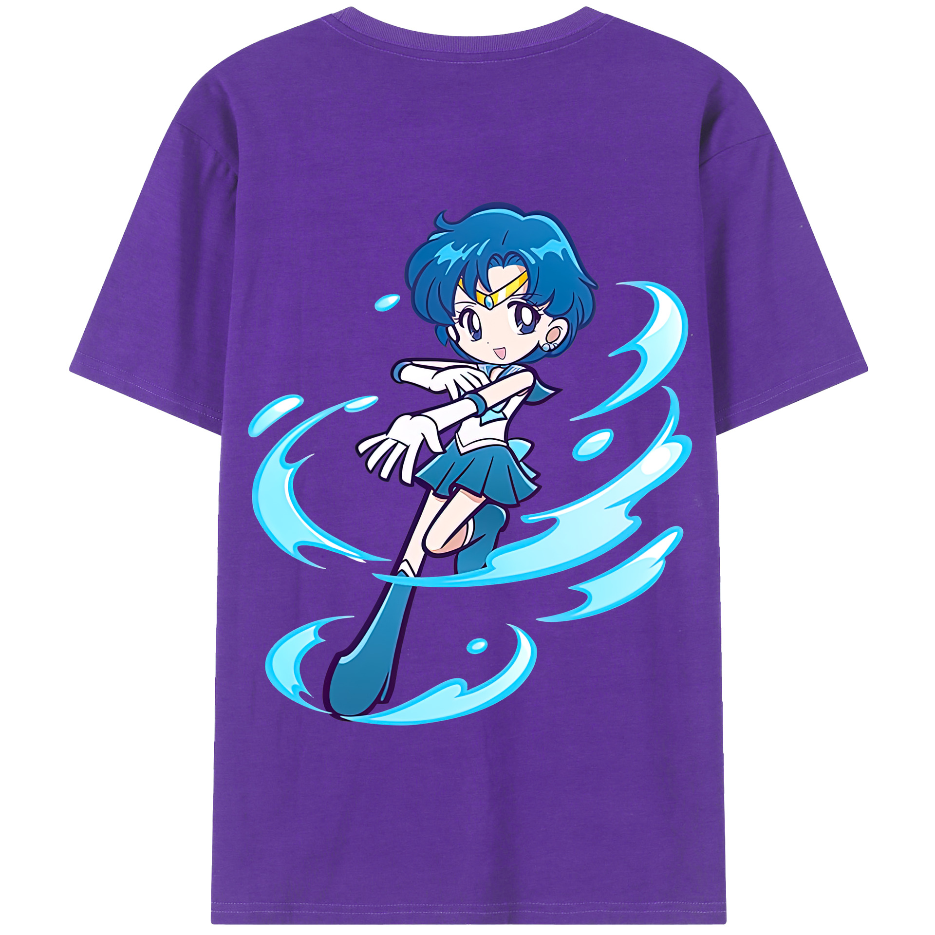 （画像用） 美少女戦士セーラームーン 水野 亜美 みずの あみ Sailor Moon Mizuno Ami 綿100％半袖Tシャツ（背面プリント）