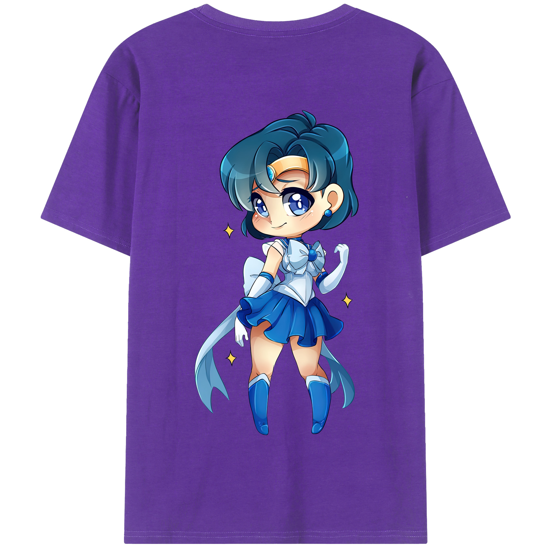 （画像用） 美少女戦士セーラームーン 水野 亜美 みずの あみ Sailor Moon Mizuno Ami 綿100％半袖Tシャツ（背面プリント）
