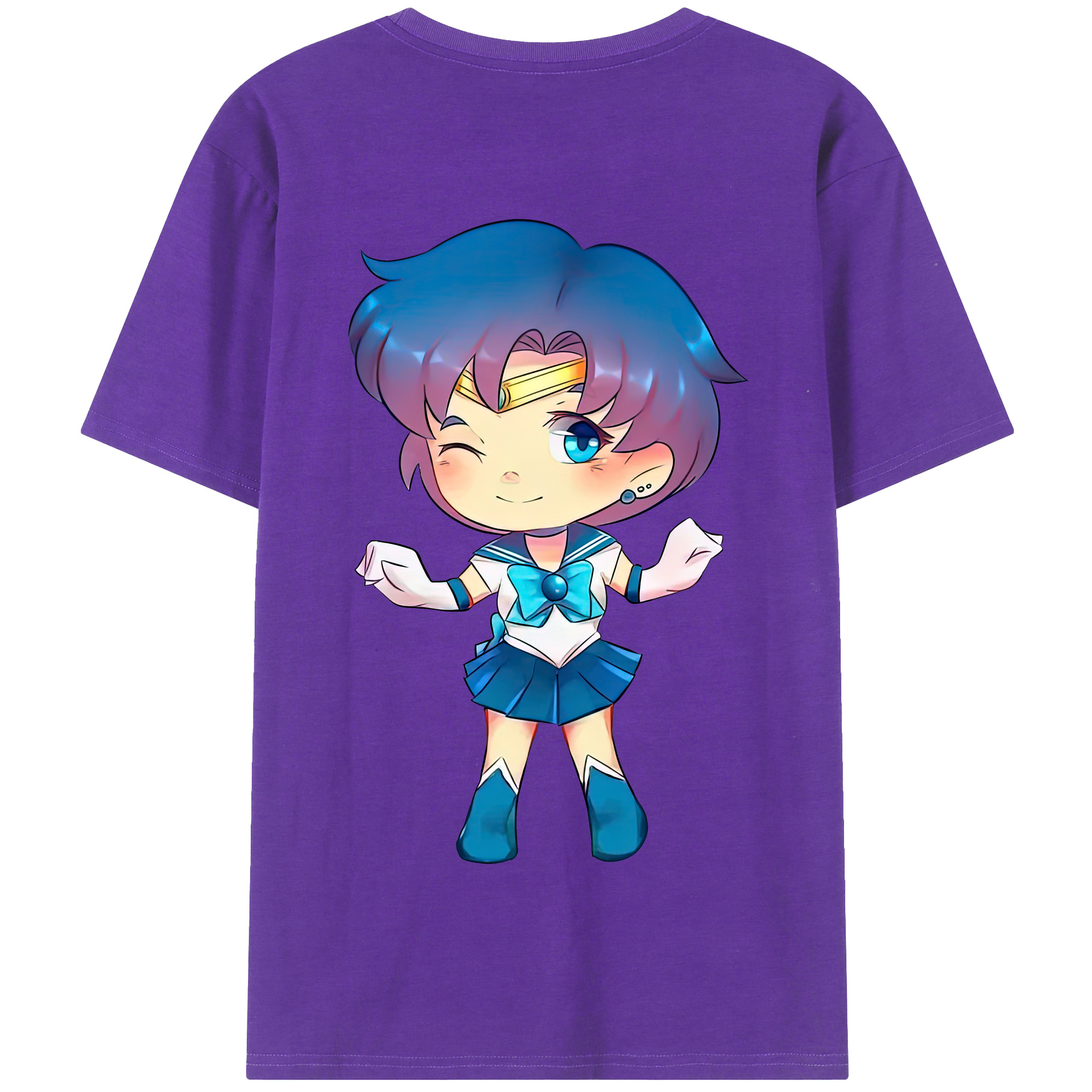 （画像用） 美少女戦士セーラームーン 水野 亜美 みずの あみ Sailor Moon Mizuno Ami 綿100％半袖Tシャツ（背面プリント）