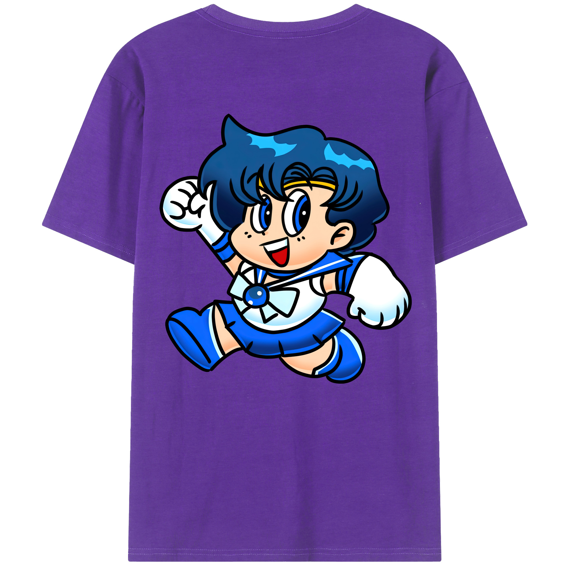 （画像用） 美少女戦士セーラームーン 水野 亜美 みずの あみ Sailor Moon Mizuno Ami 綿100％半袖Tシャツ（背面プリント）