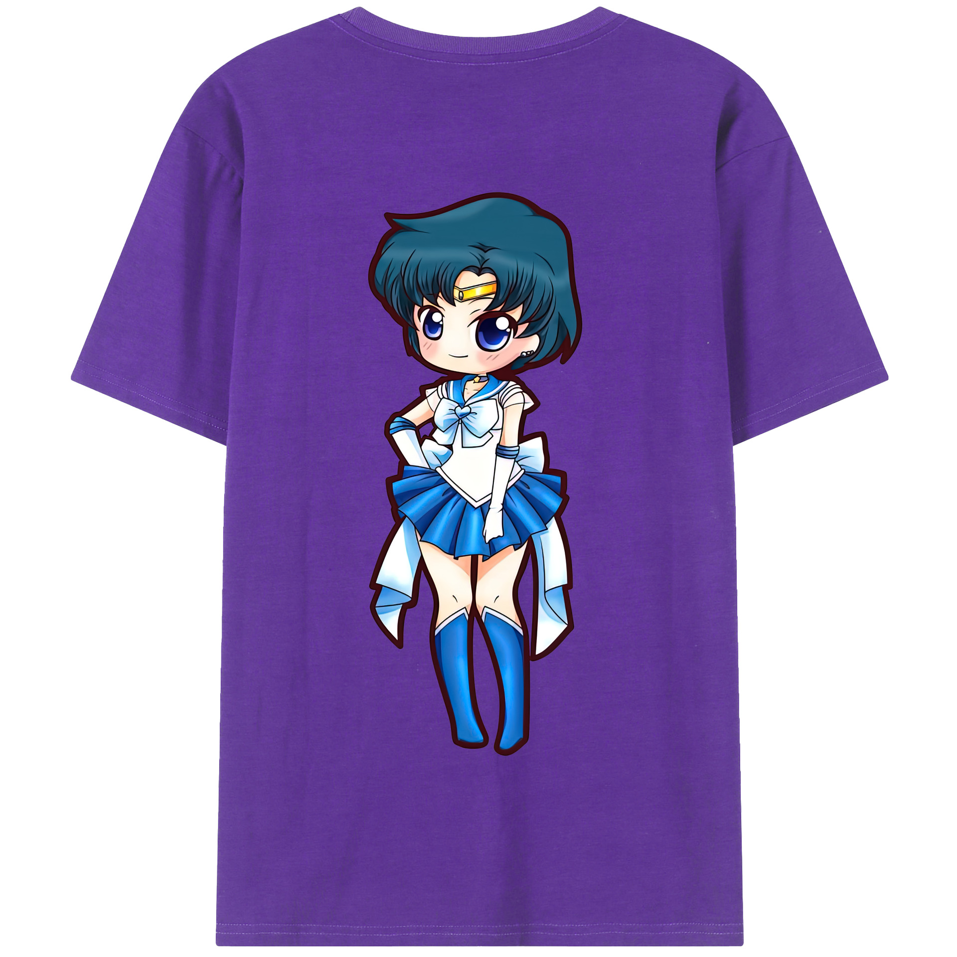 （画像用） 美少女戦士セーラームーン 水野 亜美 みずの あみ Sailor Moon Mizuno Ami 綿100％半袖Tシャツ（背面プリント）