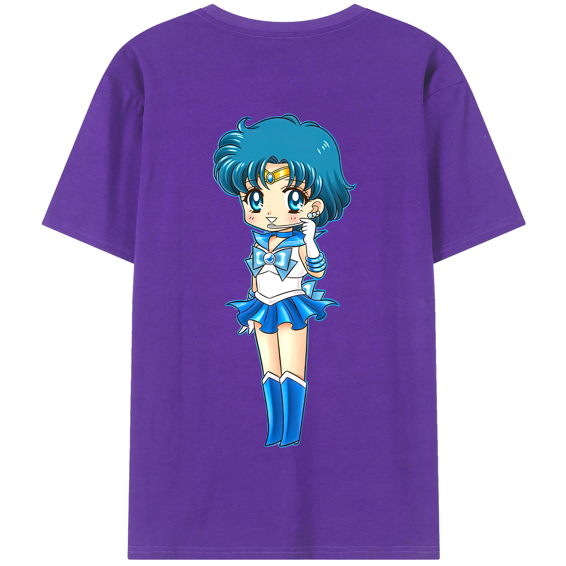 （画像用） 美少女戦士セーラームーン 水野 亜美 みずの あみ Sailor Moon Mizuno Ami 綿100％半袖Tシャツ（背面プリント）