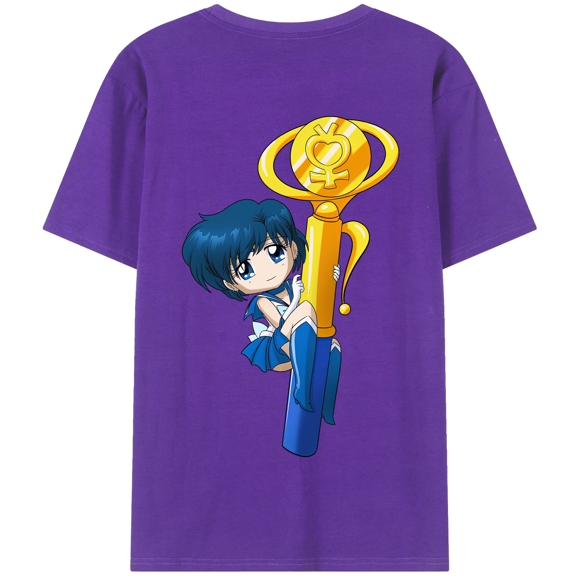 （画像用） 美少女戦士セーラームーン 水野 亜美 みずの あみ Sailor Moon Mizuno Ami 綿100％半袖Tシャツ（背面プリント）