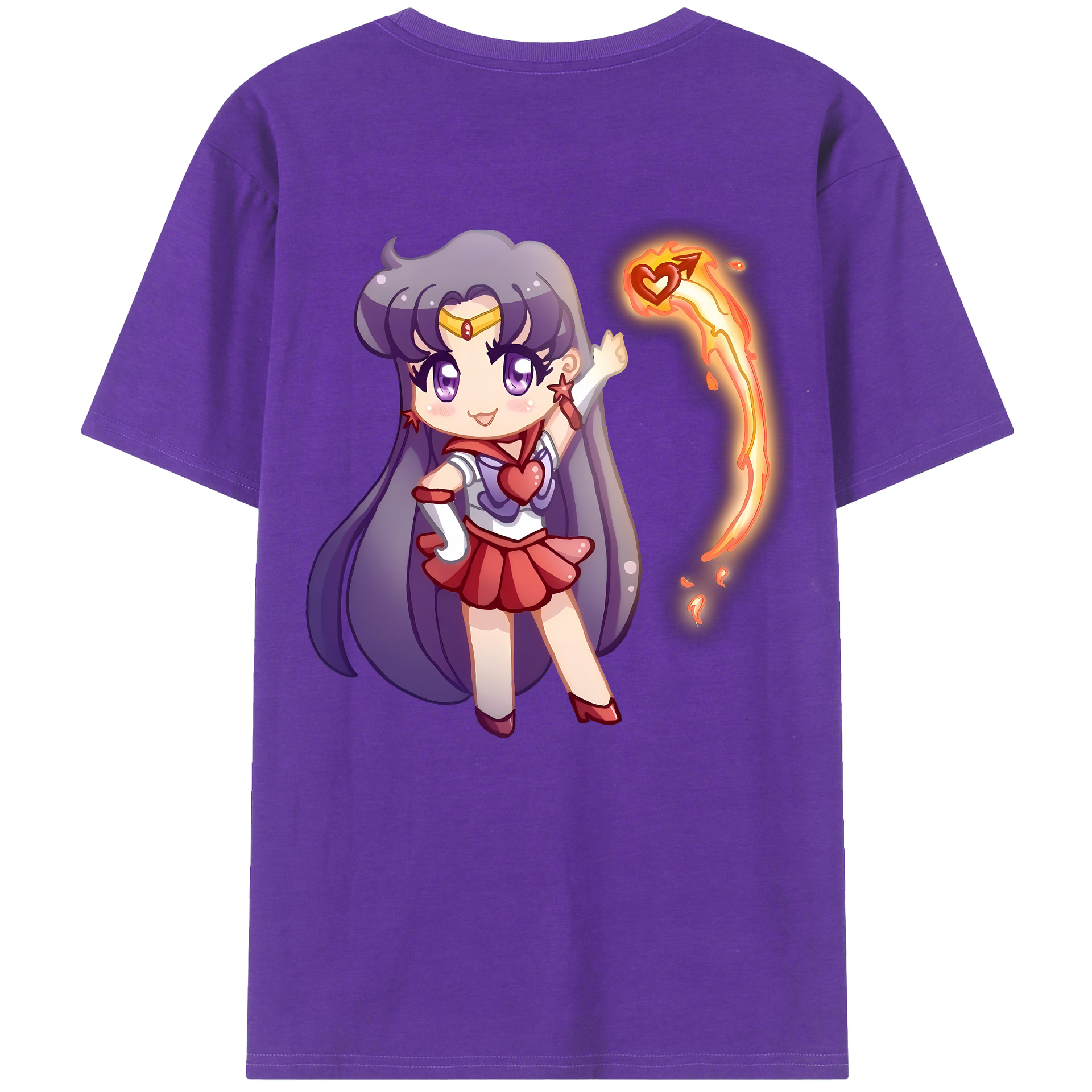 （画像用） 美少女戦士セーラームーン 火野レイ ひの レイ Sailor Moon Hino Rei （セーラーマーズ,Sailor Mars） 綿100％半袖Tシャツ（背面プリント）