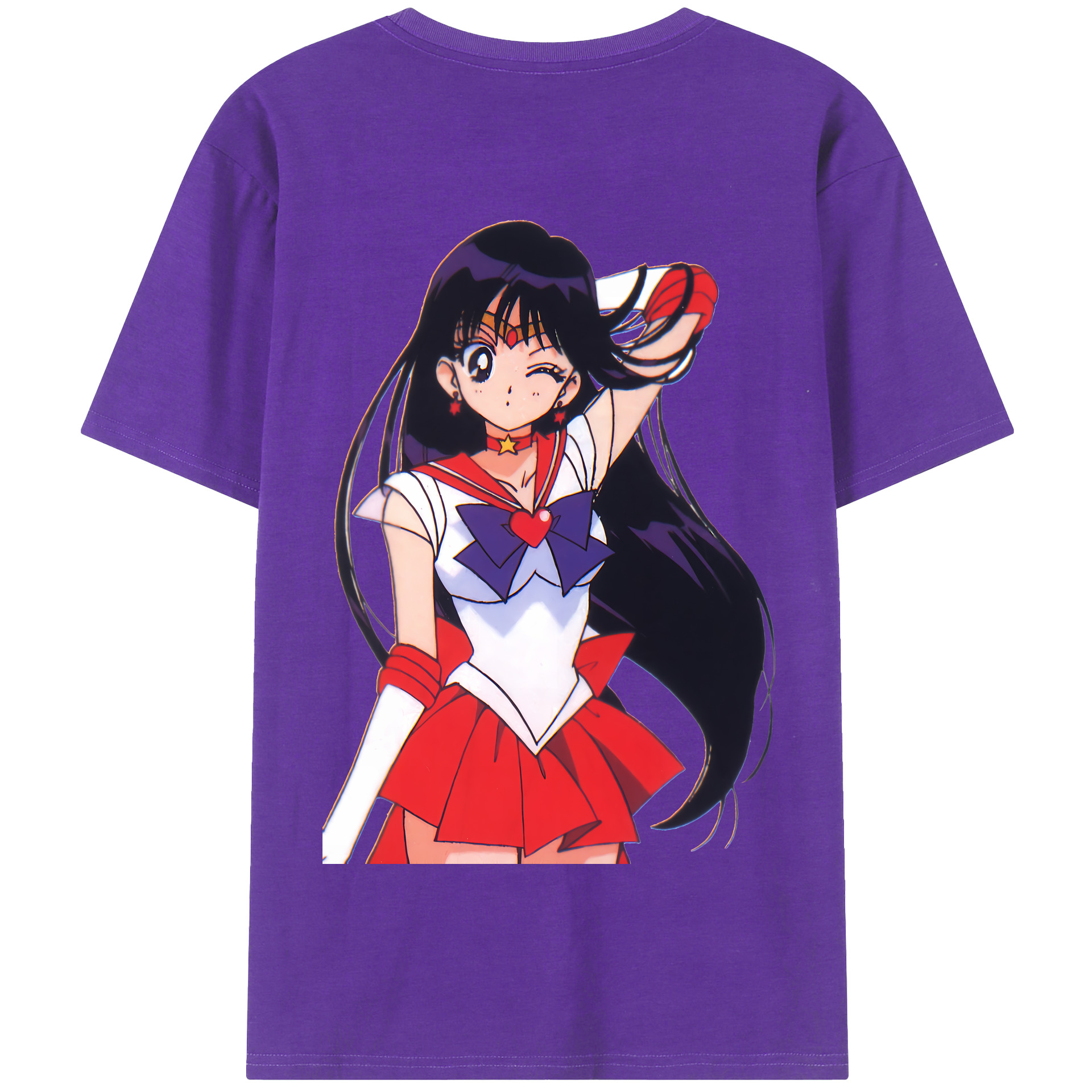 （画像用） 美少女戦士セーラームーン 火野レイ ひの レイ Sailor Moon Hino Rei （セーラーマーズ,Sailor Mars） 綿100％半袖Tシャツ（背面プリント）
