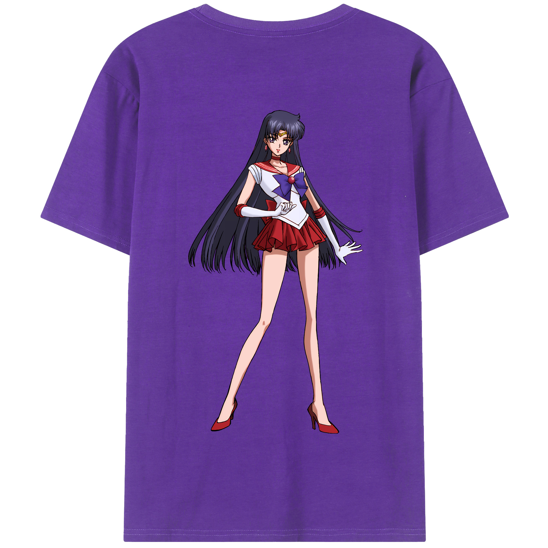 （画像用） 美少女戦士セーラームーン 火野レイ ひの レイ Sailor Moon Hino Rei （セーラーマーズ,Sailor Mars） 綿100％半袖Tシャツ（背面プリント）