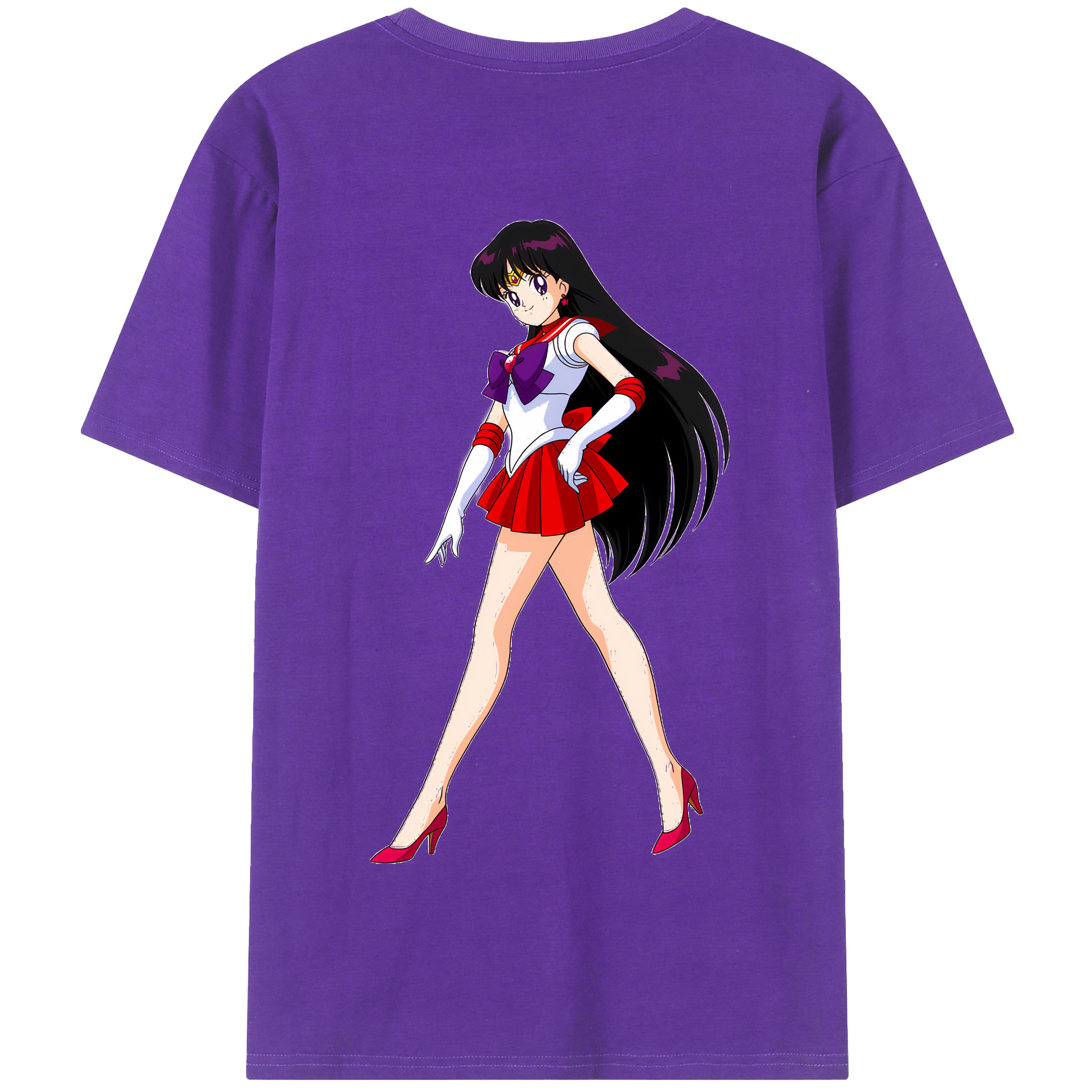 （画像用） 美少女戦士セーラームーン 火野レイ ひの レイ Sailor Moon Hino Rei （セーラーマーズ,Sailor Mars） 綿100％半袖Tシャツ（背面プリント）