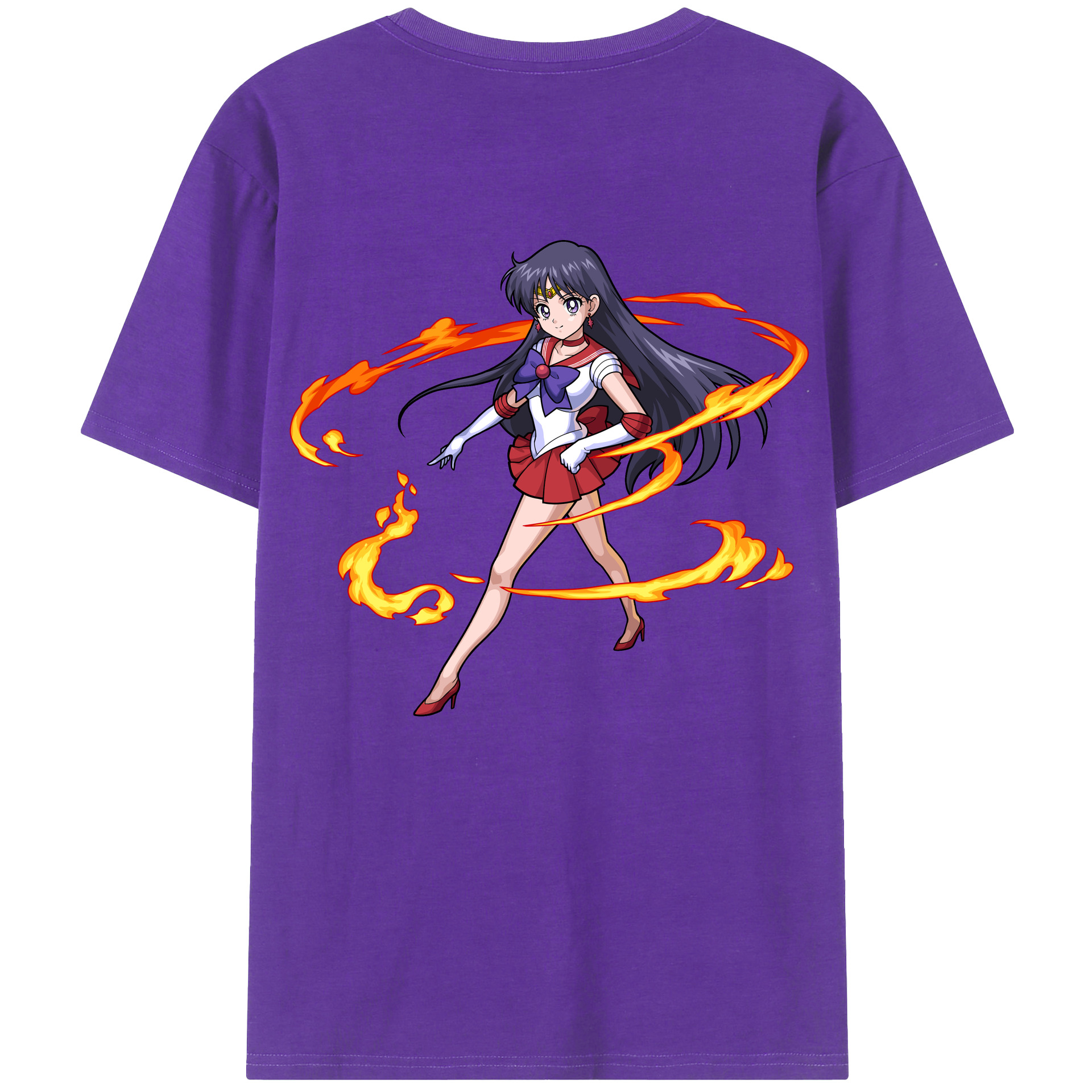 （画像用） 美少女戦士セーラームーン 火野レイ ひの レイ Sailor Moon Hino Rei （セーラーマーズ,Sailor Mars） 綿100％半袖Tシャツ（背面プリント）