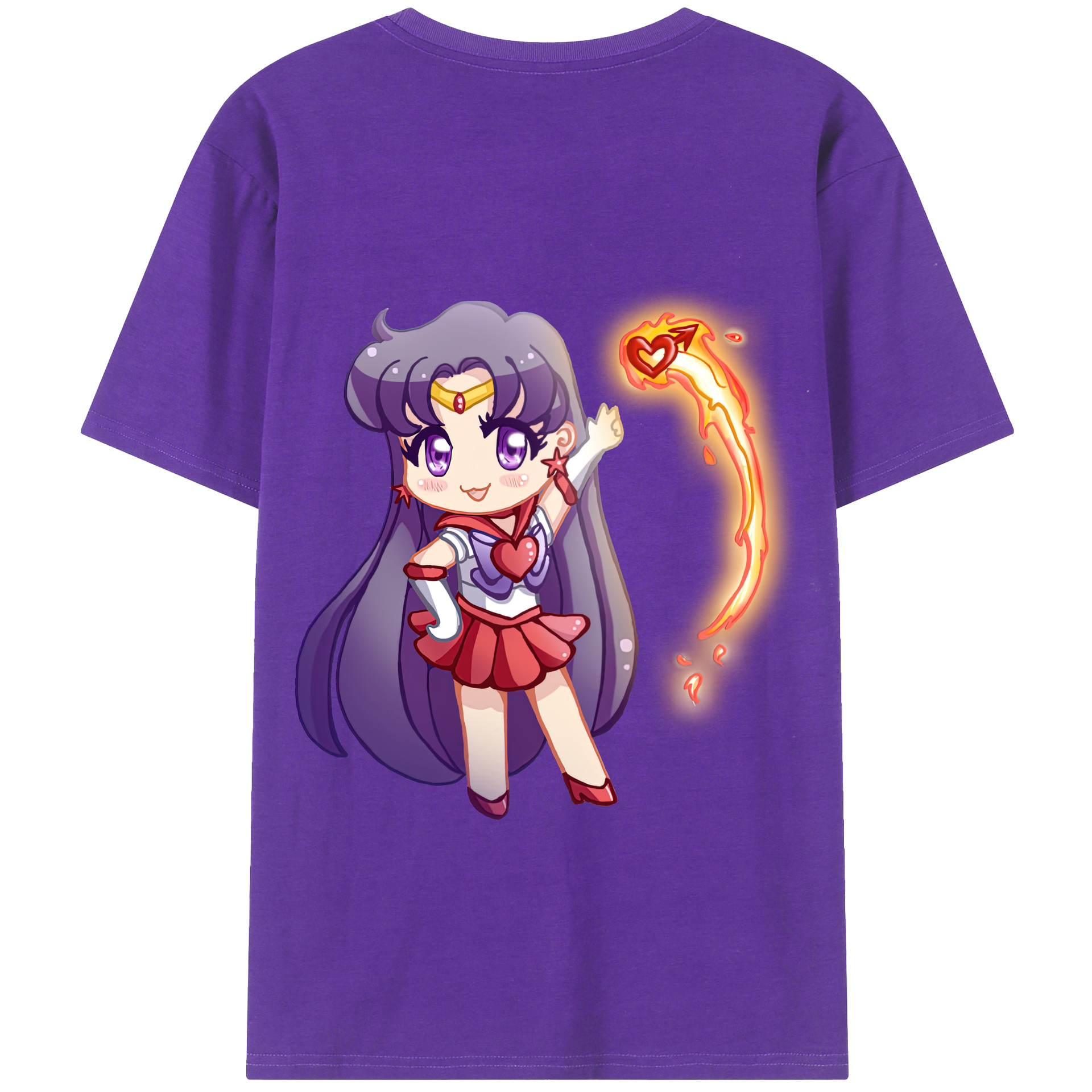（画像用） 美少女戦士セーラームーン 火野レイ ひの レイ Sailor Moon Hino Rei （セーラーマーズ,Sailor Mars） 綿100％半袖Tシャツ（背面プリント）