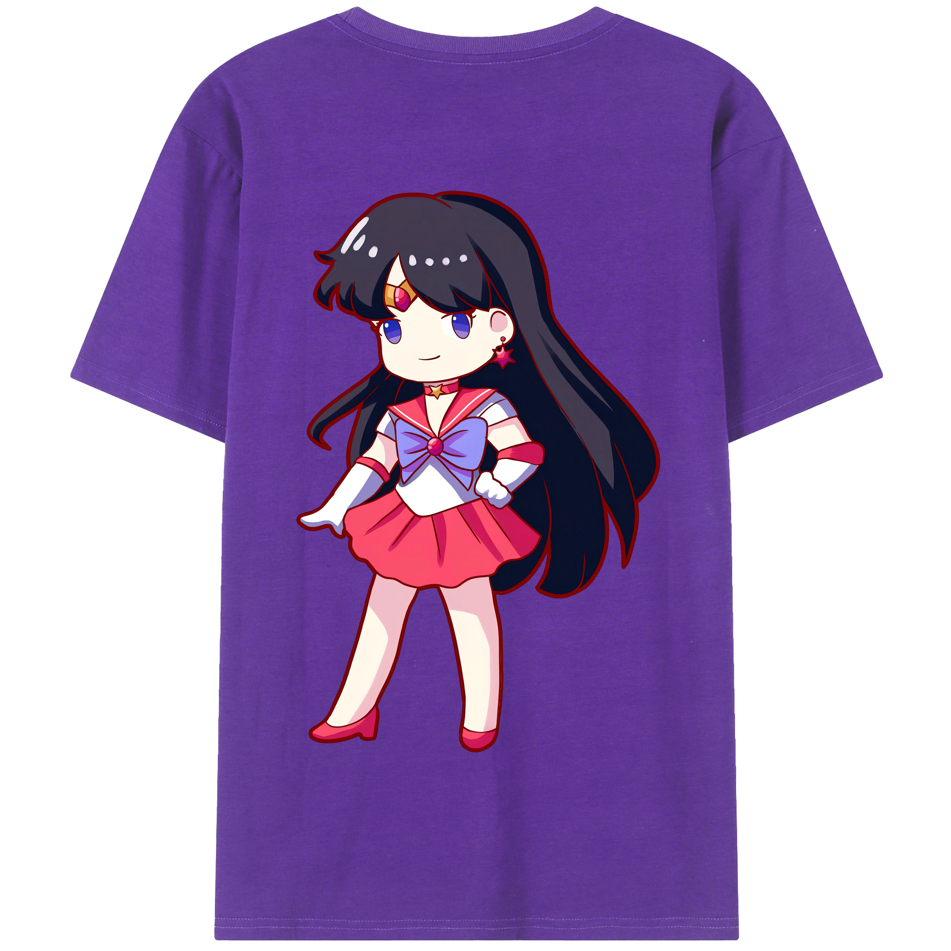 （画像用） 美少女戦士セーラームーン 火野レイ ひの レイ Sailor Moon Hino Rei （セーラーマーズ,Sailor Mars） 綿100％半袖Tシャツ（背面プリント）