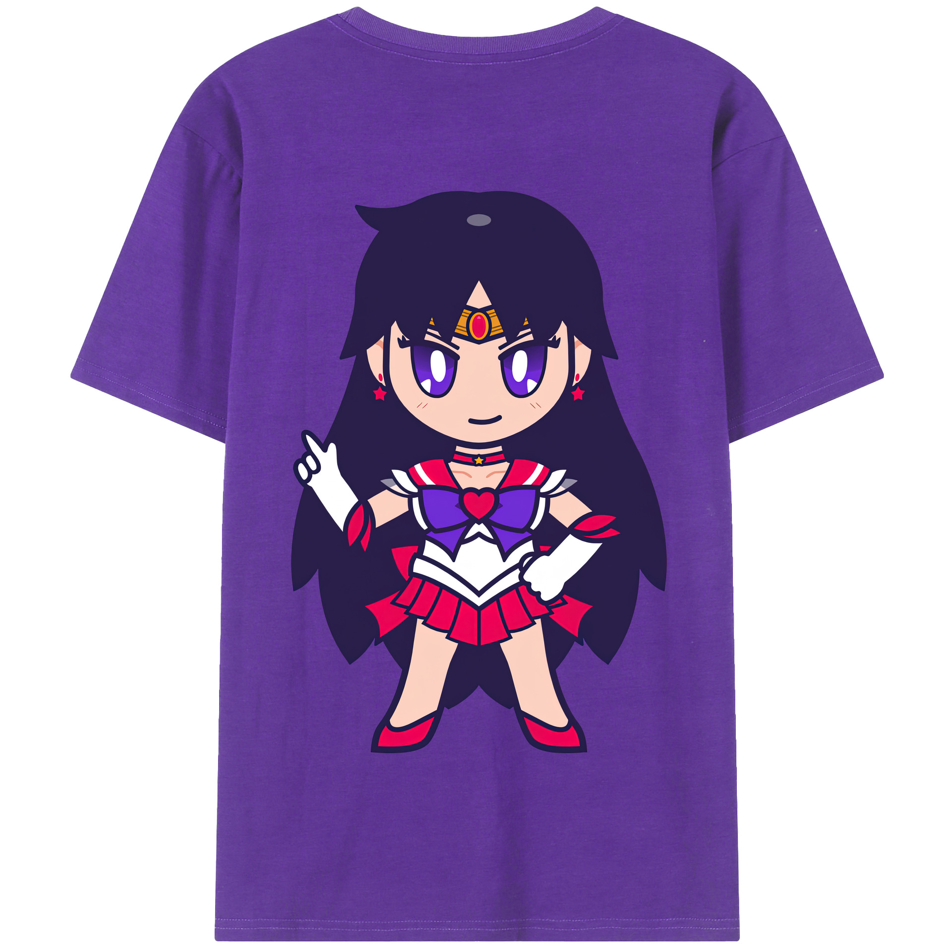 （画像用） 美少女戦士セーラームーン 火野レイ ひの レイ Sailor Moon Hino Rei （セーラーマーズ,Sailor Mars） 綿100％半袖Tシャツ（背面プリント）