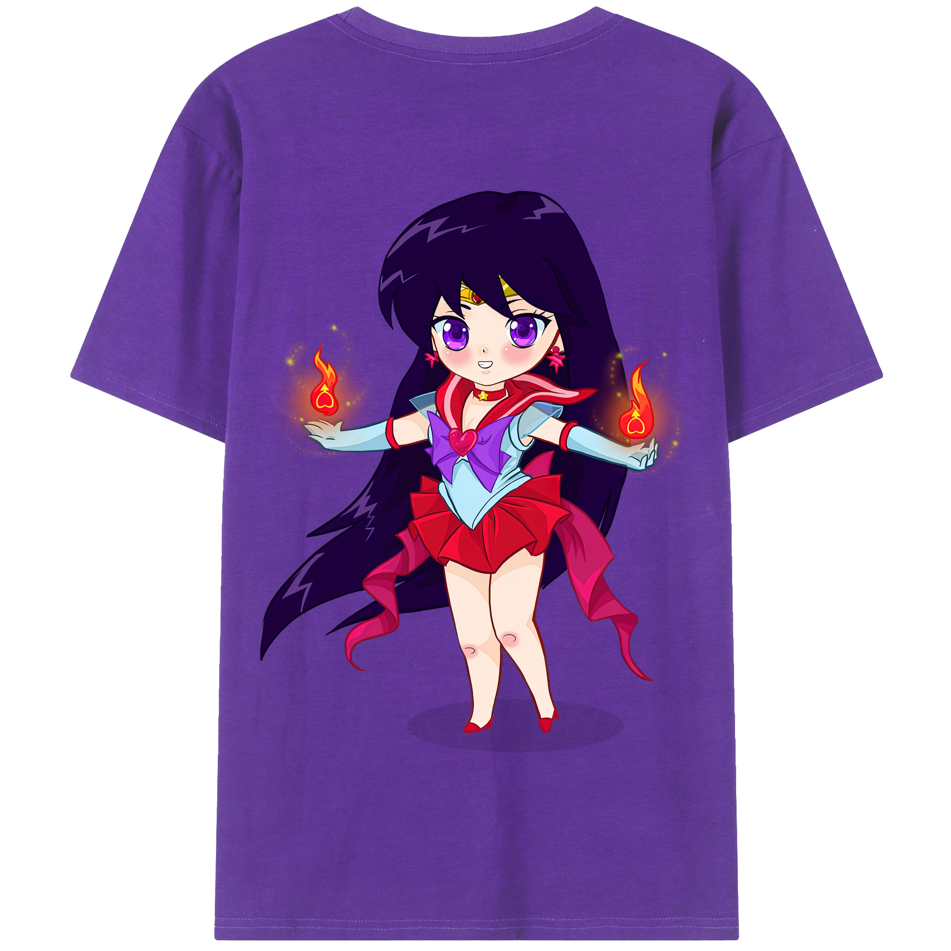 （画像用） 美少女戦士セーラームーン 火野レイ ひの レイ Sailor Moon Hino Rei （セーラーマーズ,Sailor Mars） 綿100％半袖Tシャツ（背面プリント）
