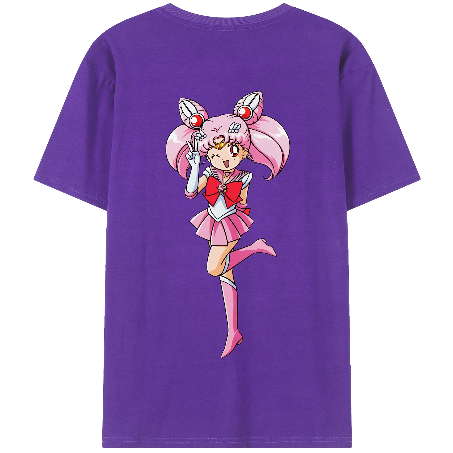 （画像用） 美少女戦士セーラームーン ちびうさ Sailor Moon Chibiusa Tsukino Usagi Small Lady Serenity 綿100％半袖Tシャツ（背面プリント）