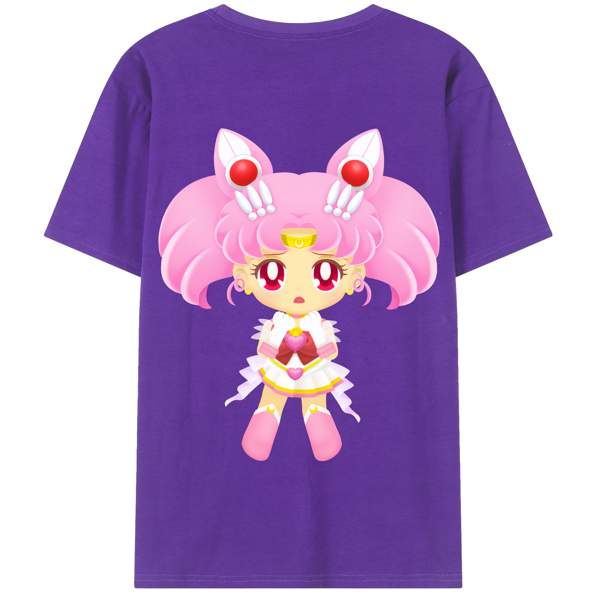 （画像用） 美少女戦士セーラームーン ちびうさ Sailor Moon Chibiusa Tsukino Usagi Small Lady Serenity 綿100％半袖Tシャツ（背面プリント）