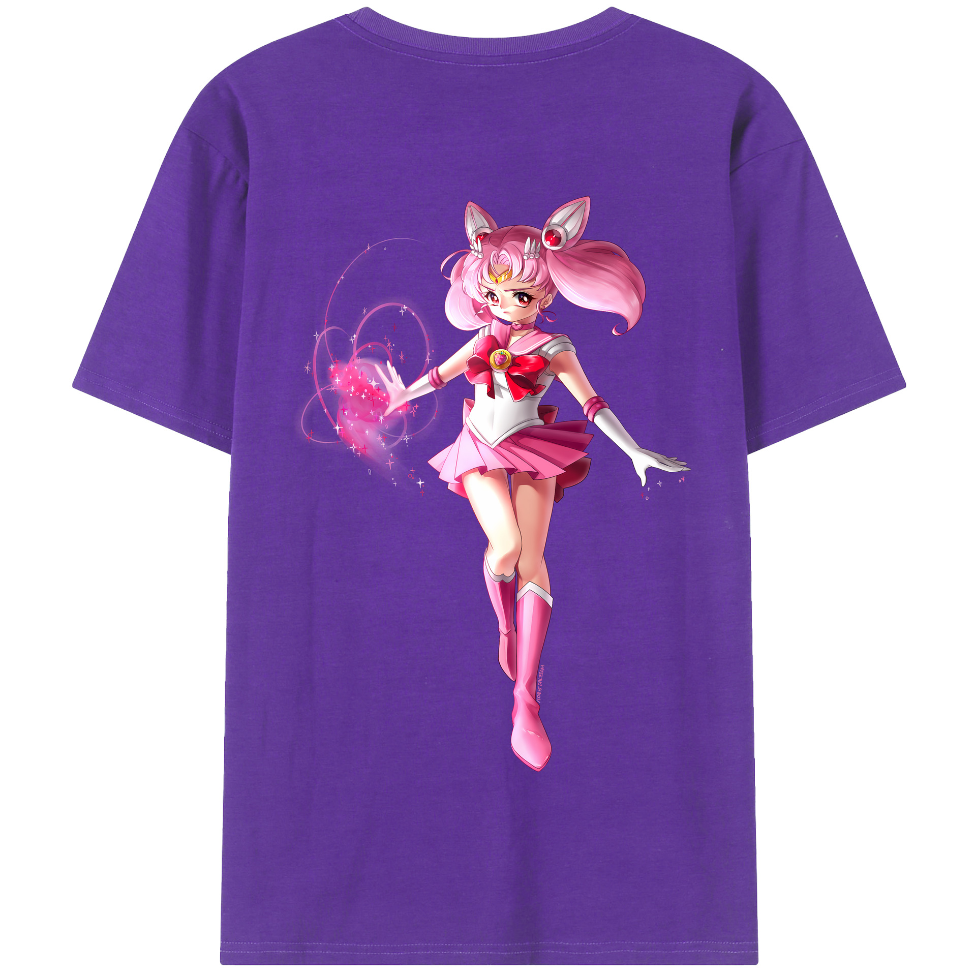 （画像用） 美少女戦士セーラームーン ちびうさ Sailor Moon Chibiusa Tsukino Usagi Small Lady Serenity 綿100％半袖Tシャツ（背面プリント）